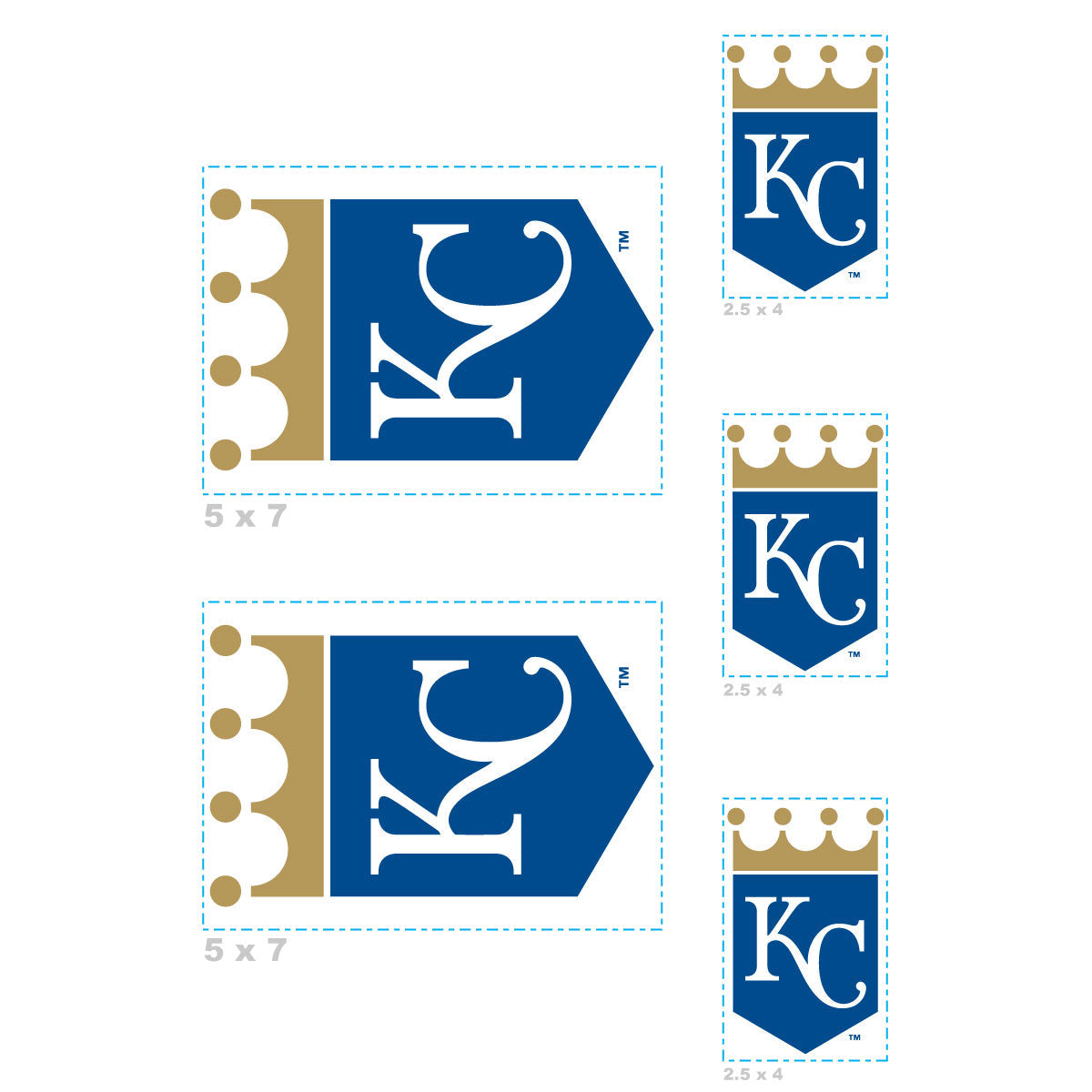 Kansas City Royals - 5 Logo Minis (Mixed Sizes) - Official MLB - Reusable Vinyl Decals #1
