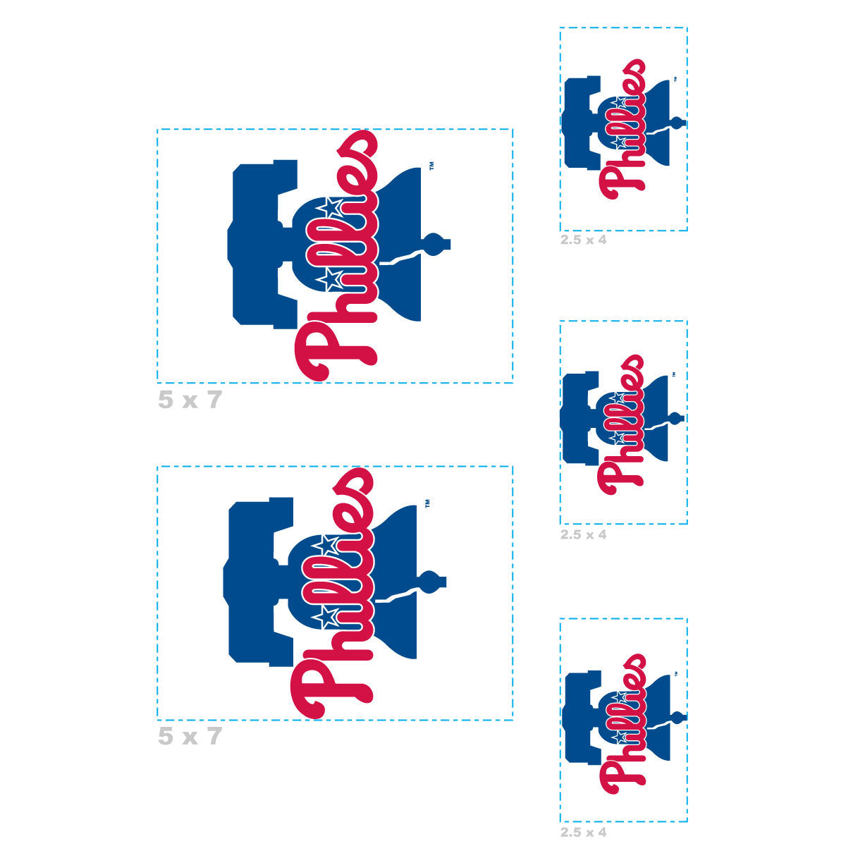 Philadelphia Phillies - 5 Logo Minis (Mixed Sizes) - Official MLB - Reusable Vinyl Decals