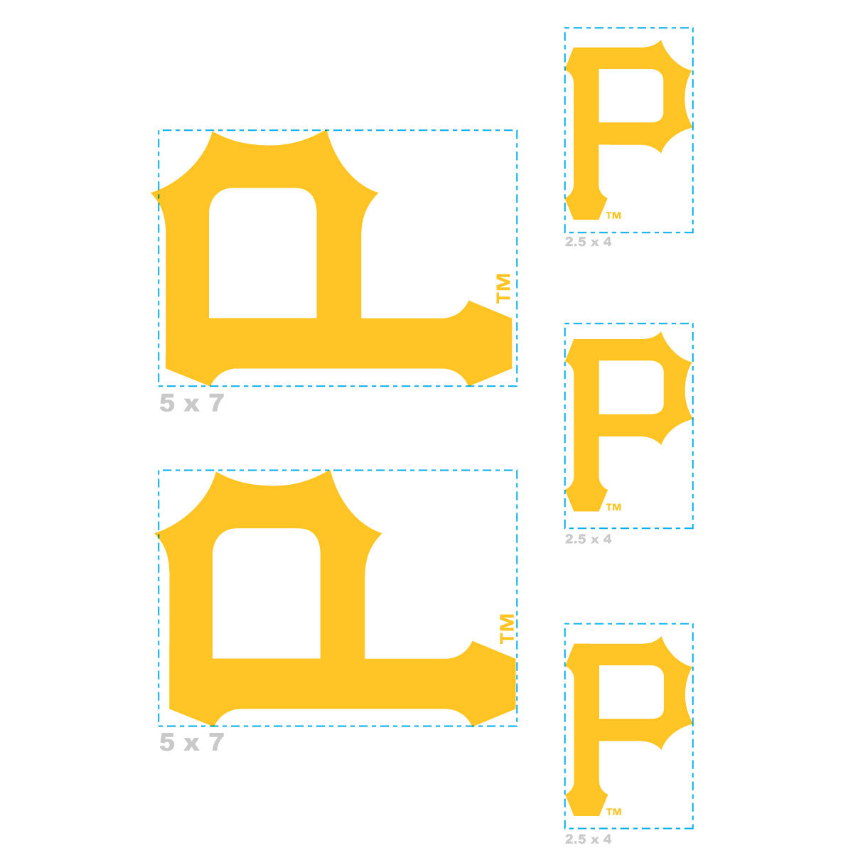 Pittsburgh Pirates - 5 Logo Minis (Mixed Sizes) - Official MLB - Reusable Vinyl Decals