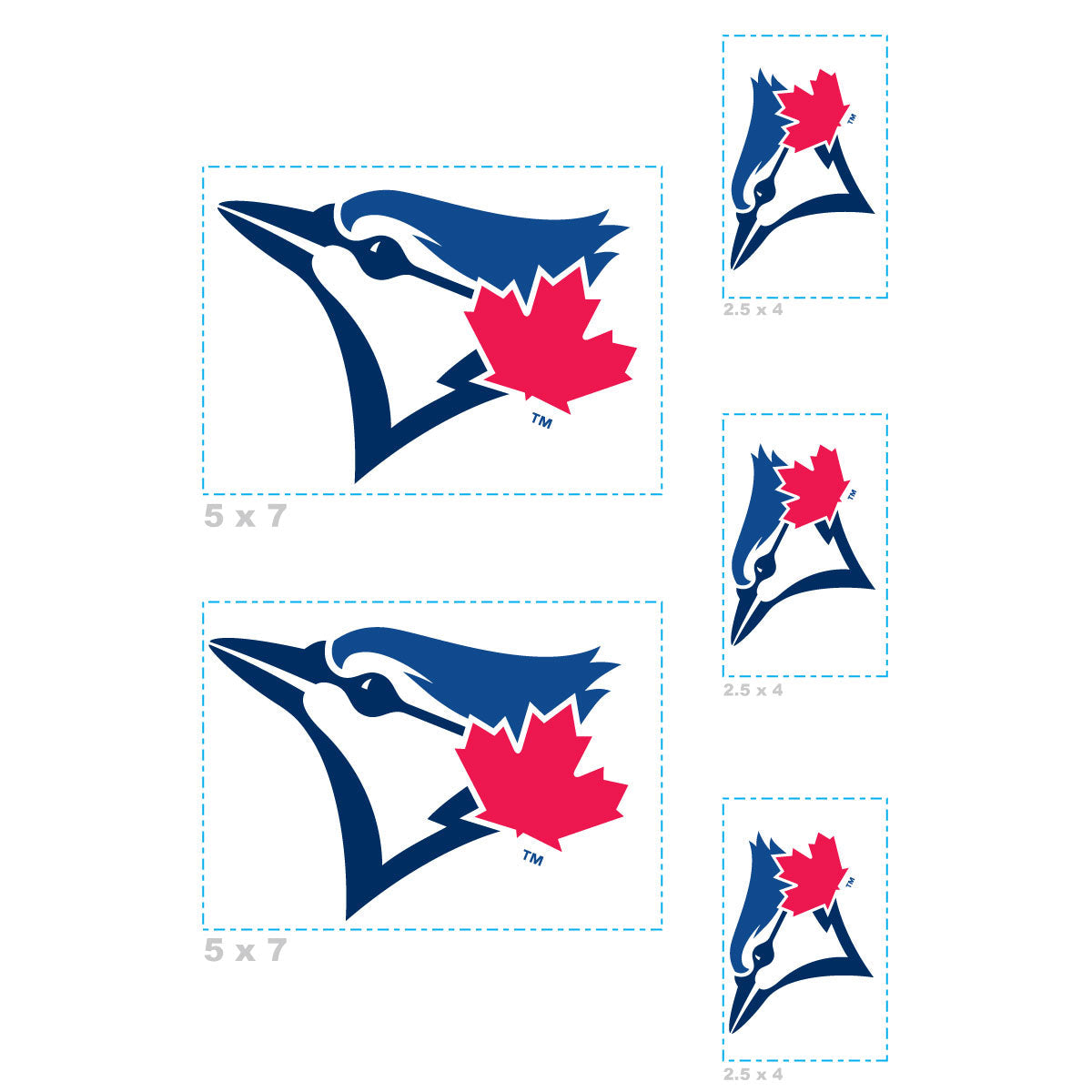 Toronto Blue Jays - 5 Logo Minis (Mixed Sizes) - Official MLB - Reusable Vinyl Decals