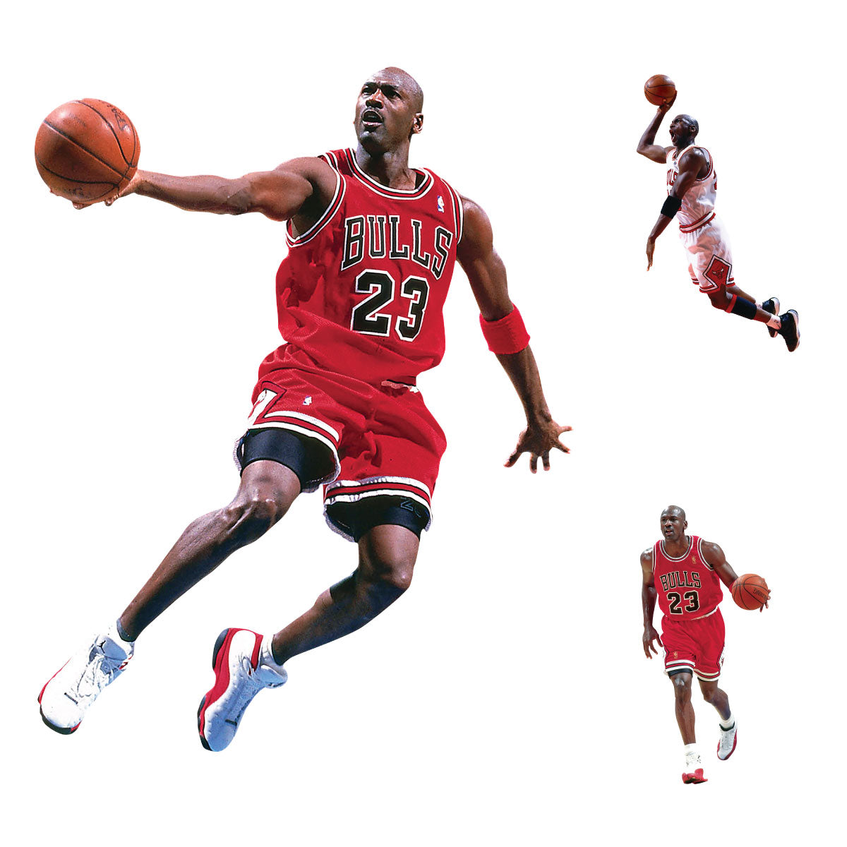 Michael Jordan - 5 Combo Minis (Mixed Sizes) - Official NBA - Chicago Bulls - Reusable Vinyl Decals