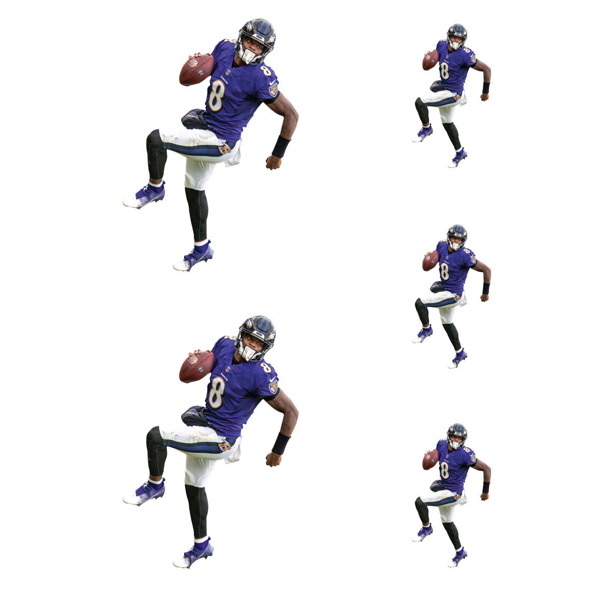 Lamar Jackson - 5 Player Minis (Mixed Sizes) - Official NFL - Baltimore Ravens - Reusable Vinyl Decals