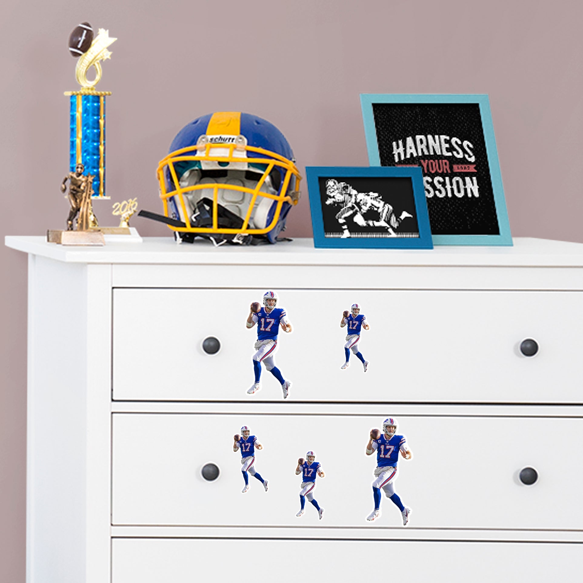 Josh Allen - 5 Player Minis (Mixed Sizes) - Official NFL - Buffalo Bills - Reusable Vinyl Decals