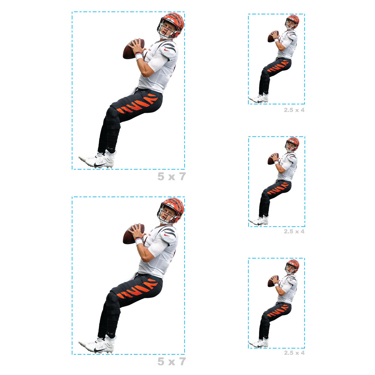 Joe Burrow - 5 Player Minis (Mixed Sizes) - Official NFL - Cincinnati Bengals - Reusable Vinyl Decals