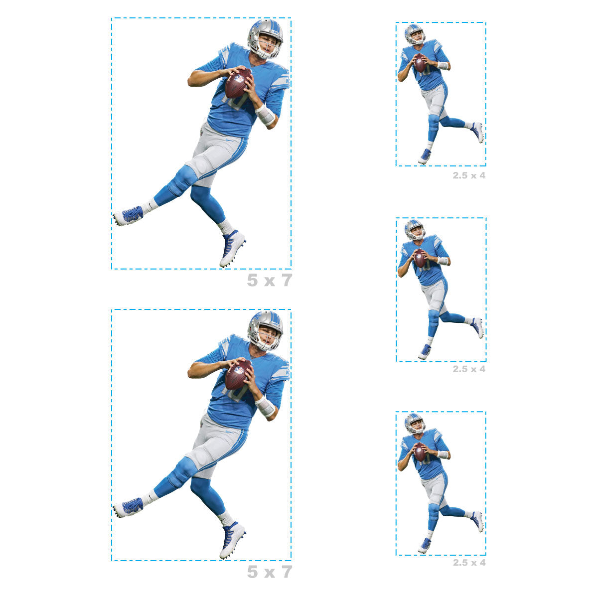 Jared Goff - 5 Player Minis (Mixed Sizes) - Official NFL - Detroit Lions - Reusable Vinyl Decals