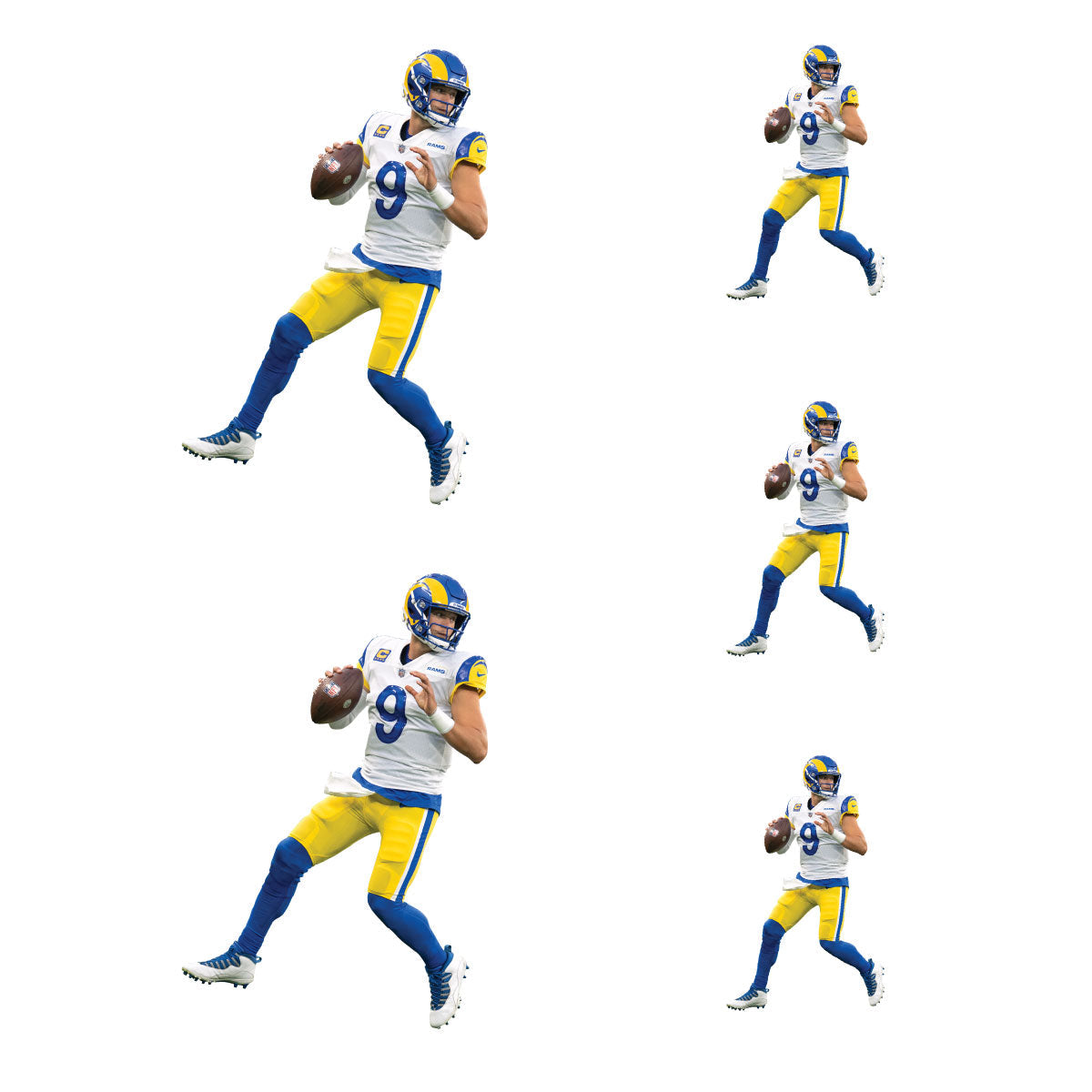 Matthew Stafford - 5 Player Minis (Mixed Sizes) - Official NFL - Los Angeles Rams - Reusable Vinyl Decals