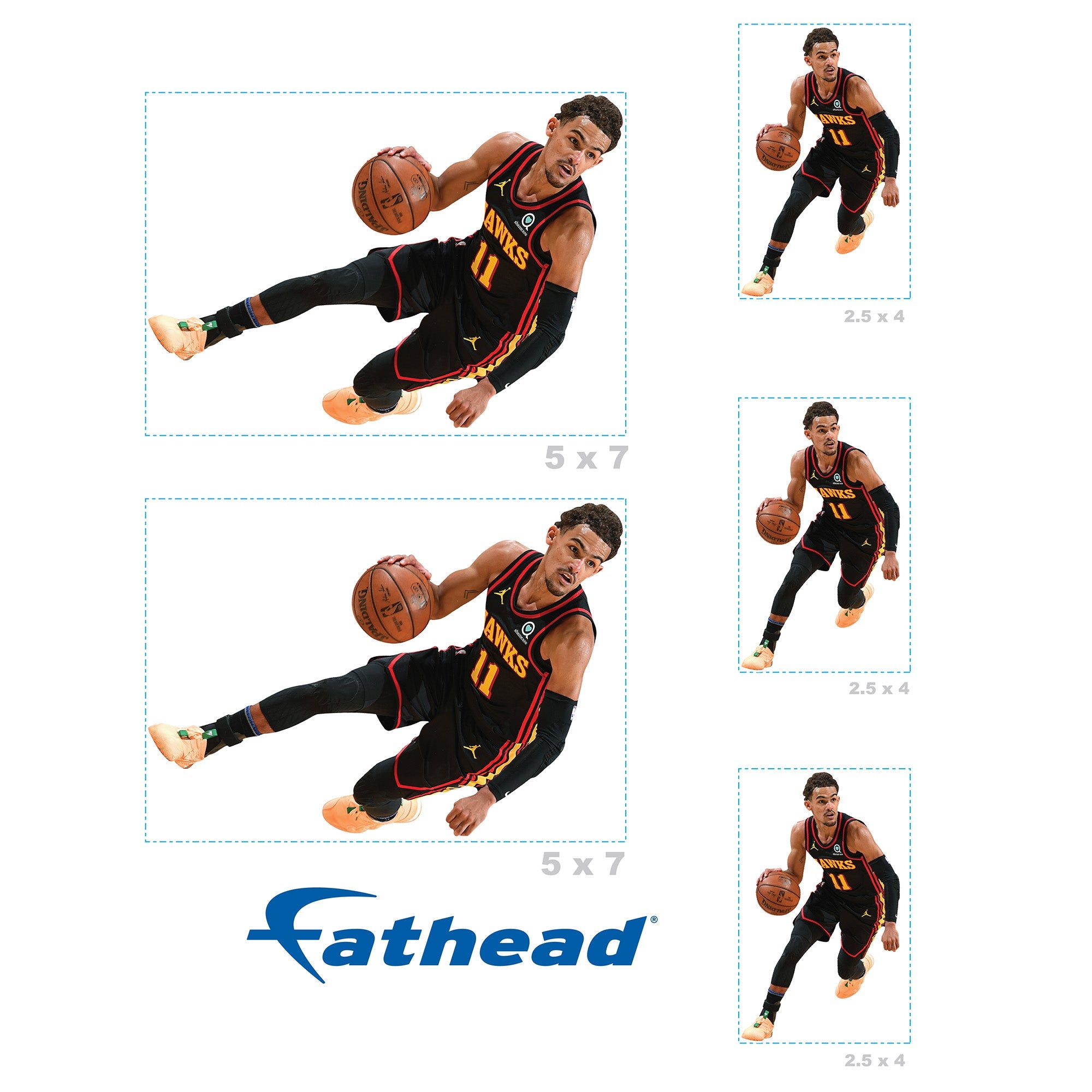 Trae Young - 5 Minis (Mixed Sizes) - Official NBA - Atlanta Hawks - Reusable Vinyl Decals