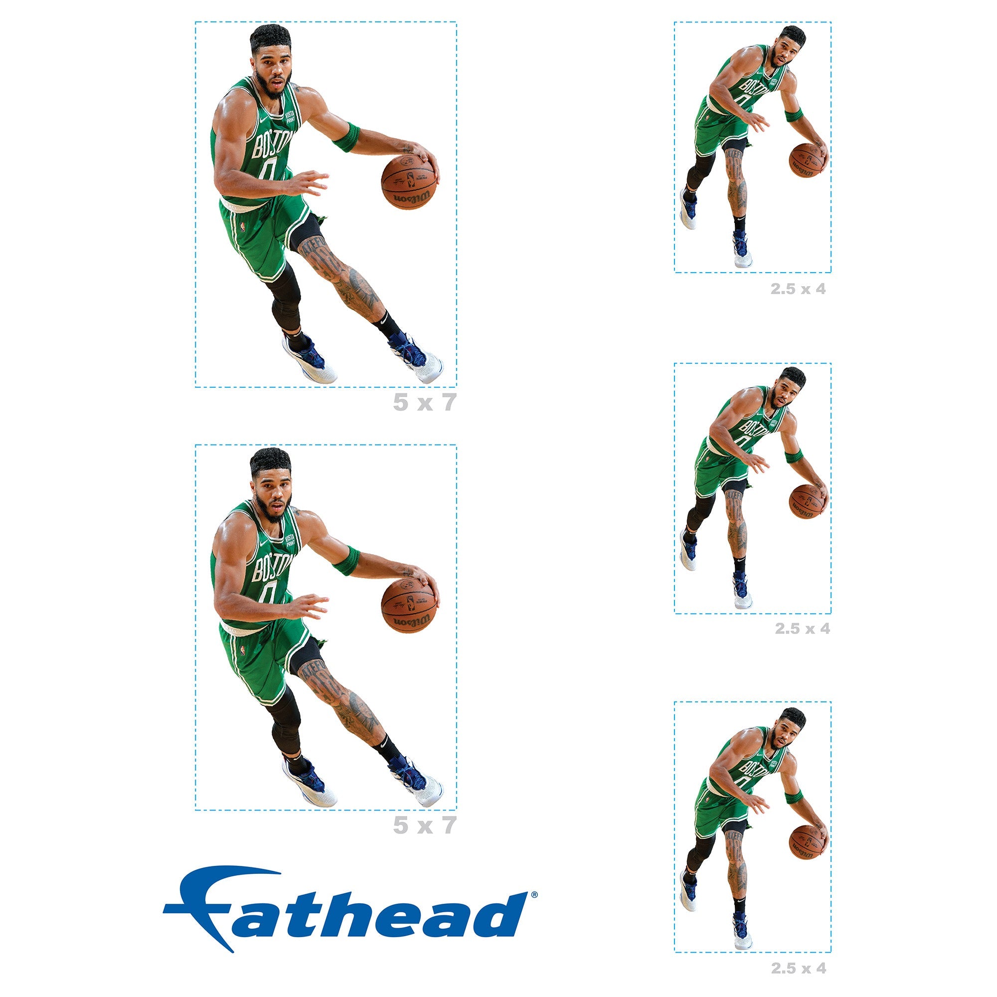 Jayson Tatum - 5 Minis (Mixed Sizes) - Official NBA - Boston Celtics - Reusable Vinyl Decals