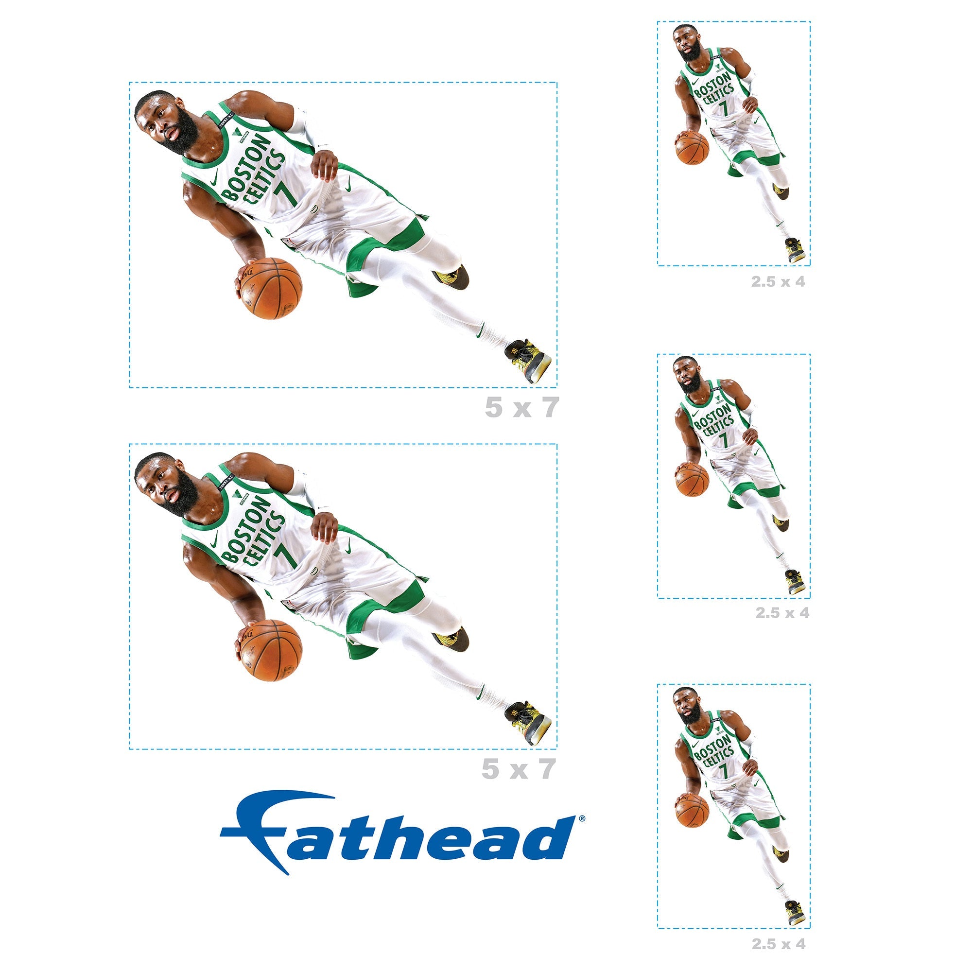 Jaylen Brown - 5 Minis (Mixed Sizes) - Official NBA - Boston Celtics - Reusable Vinyl Decals