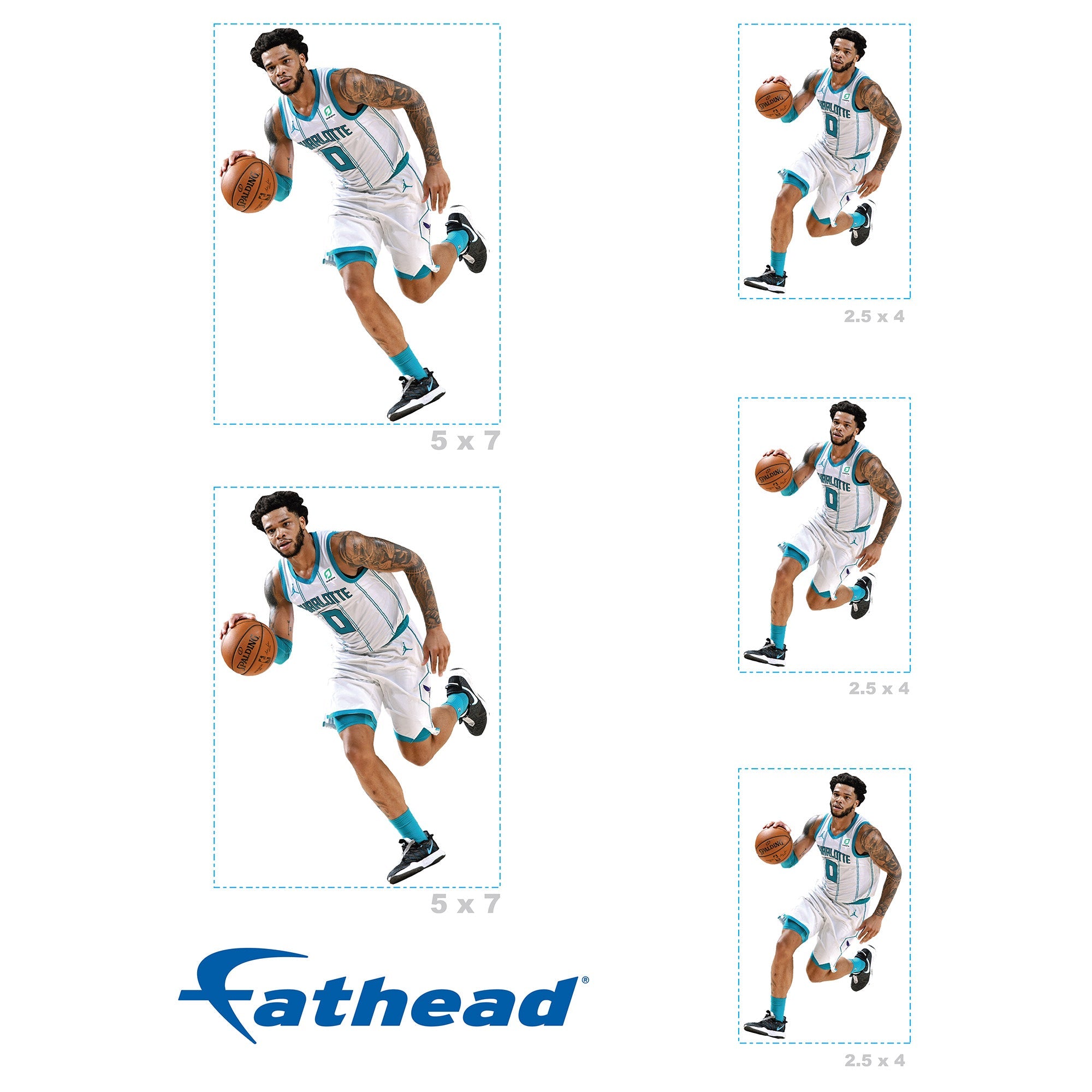 Miles Bridges - 5 Minis (Mixed Sizes) - Official NBA - Charlotte Hornets - Reusable Vinyl Decals