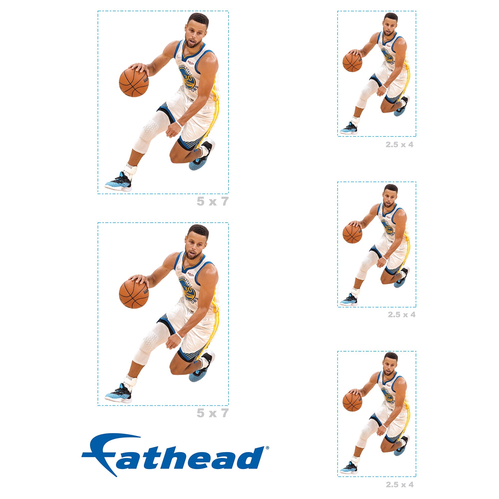 Stephen Curry - 5 Minis (Mixed Sizes) - Official NBA - Golden State Warriors - Reusable Vinyl Decals