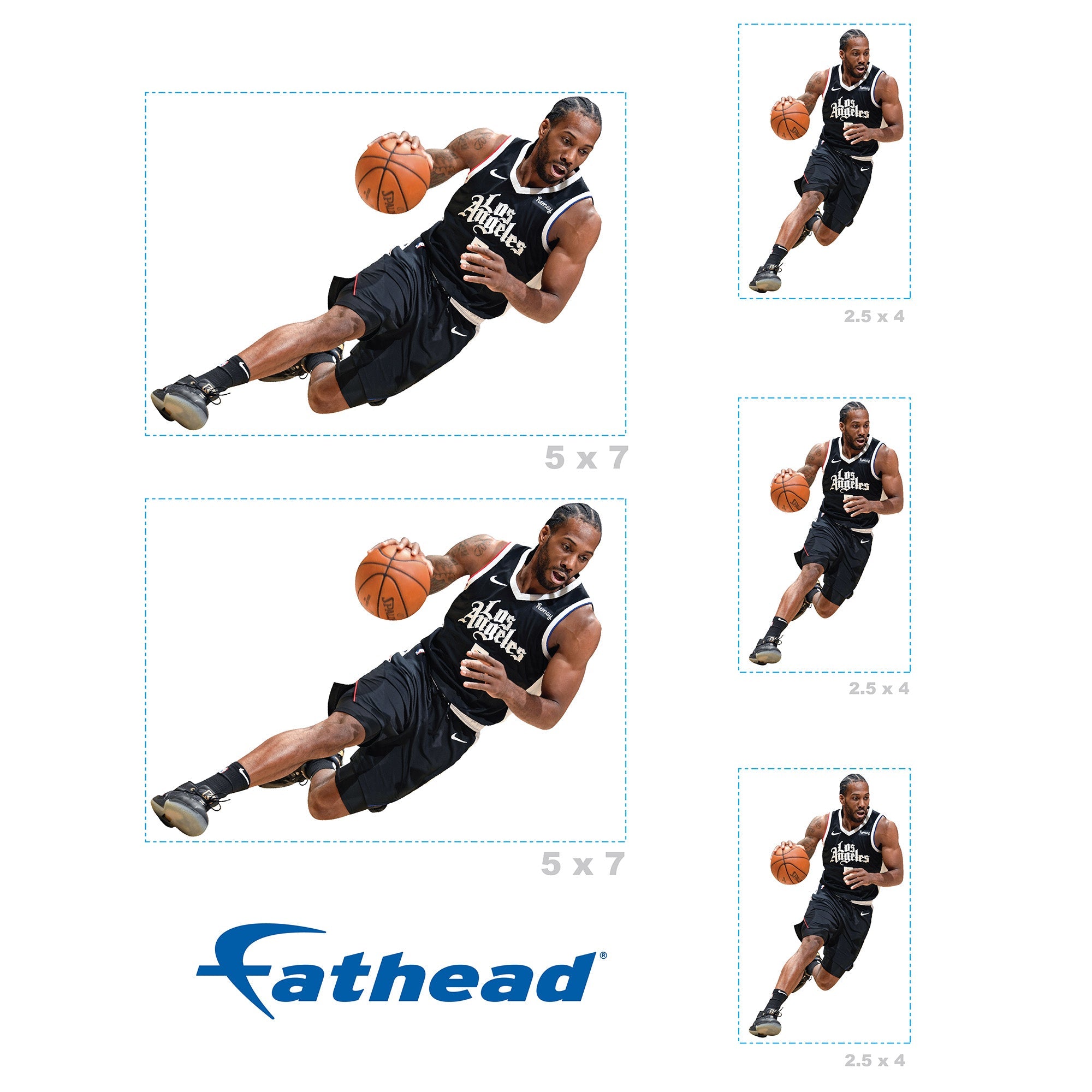 Kawhi Leonard - 5 Minis (Mixed Sizes) - Official NBA - Los Angeles Clippers - Reusable Vinyl Decals
