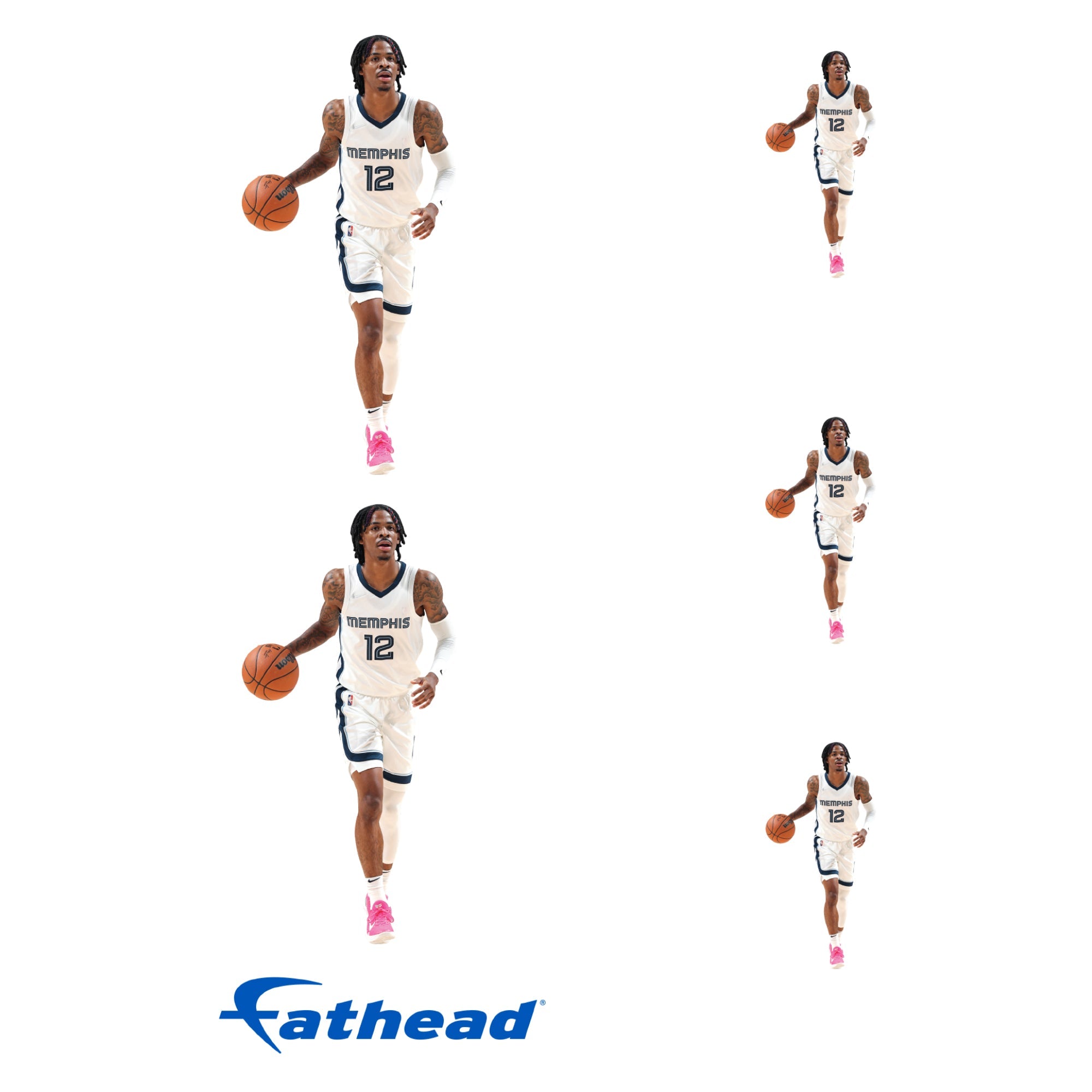 Ja Morant - 5 Minis (Mixed Sizes) - Official NBA - Memphis Grizzlies - Reusable Vinyl Decals