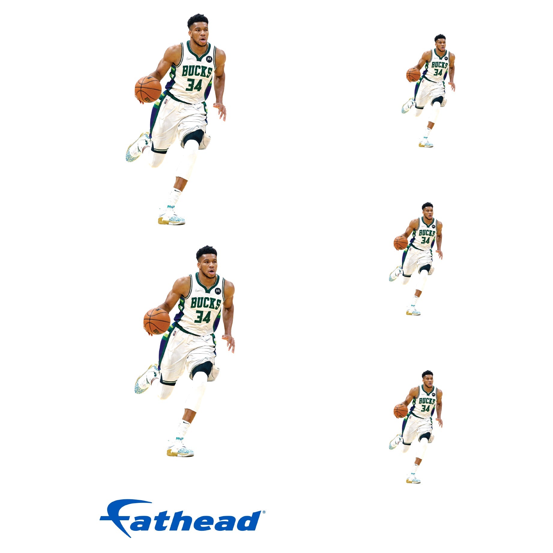 Giannis Antetokounmpo - 5 Minis (Mixed Sizes) - Official NBA - Milwaukee Bucks - Reusable Vinyl Decals
