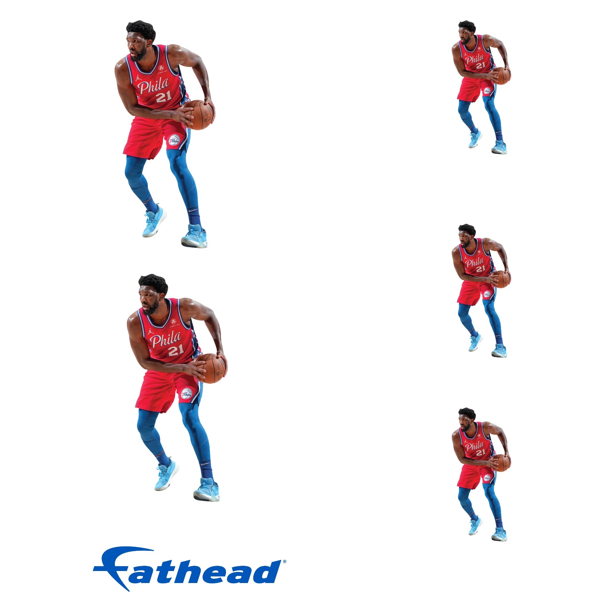 Joel Embiid - 5 Minis (Mixed Sizes) - Official NBA - Philadelphia 76ers - Reusable Vinyl Decals