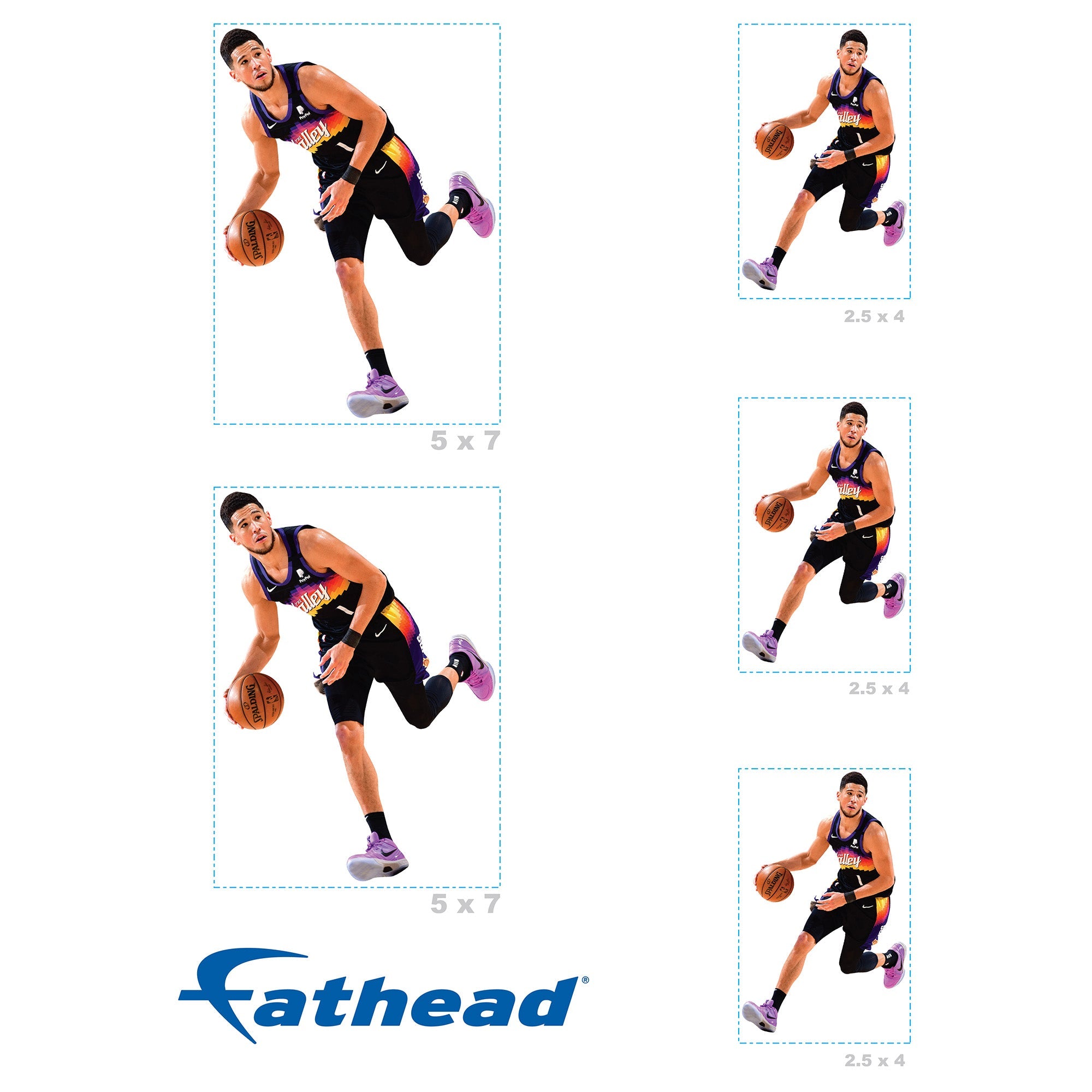Devin Booker - 5 Minis (Mixed Sizes) - Official NBA - Phoenix Suns - Reusable Vinyl Decals