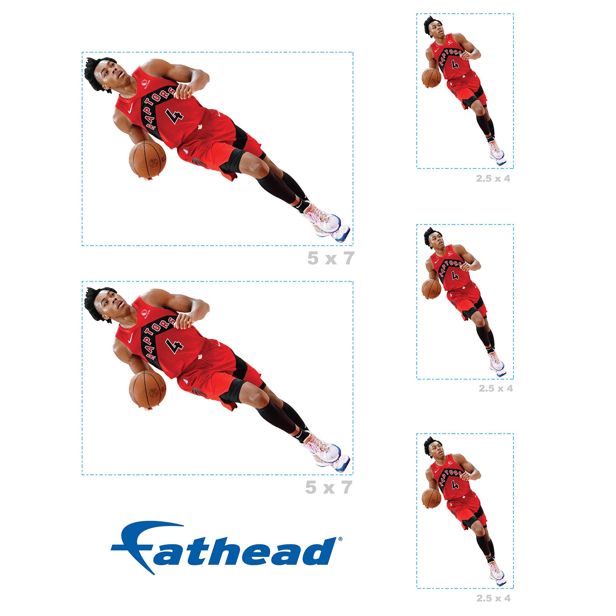 Scottie Barnes - 5 Minis (Mixed Sizes) - Official NBA - Toronto Raptors - Reusable Vinyl Decals