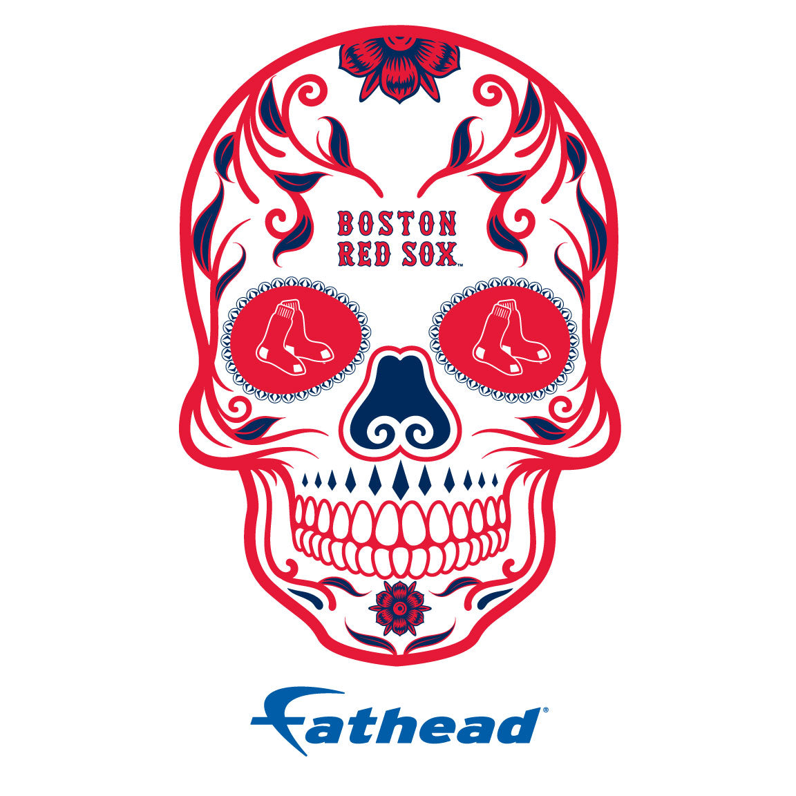 Boston Red Sox - 5 Sugar Skull Logo Minis (Mixed Sizes) - Official MLB - Reusable Vinyl Decals
