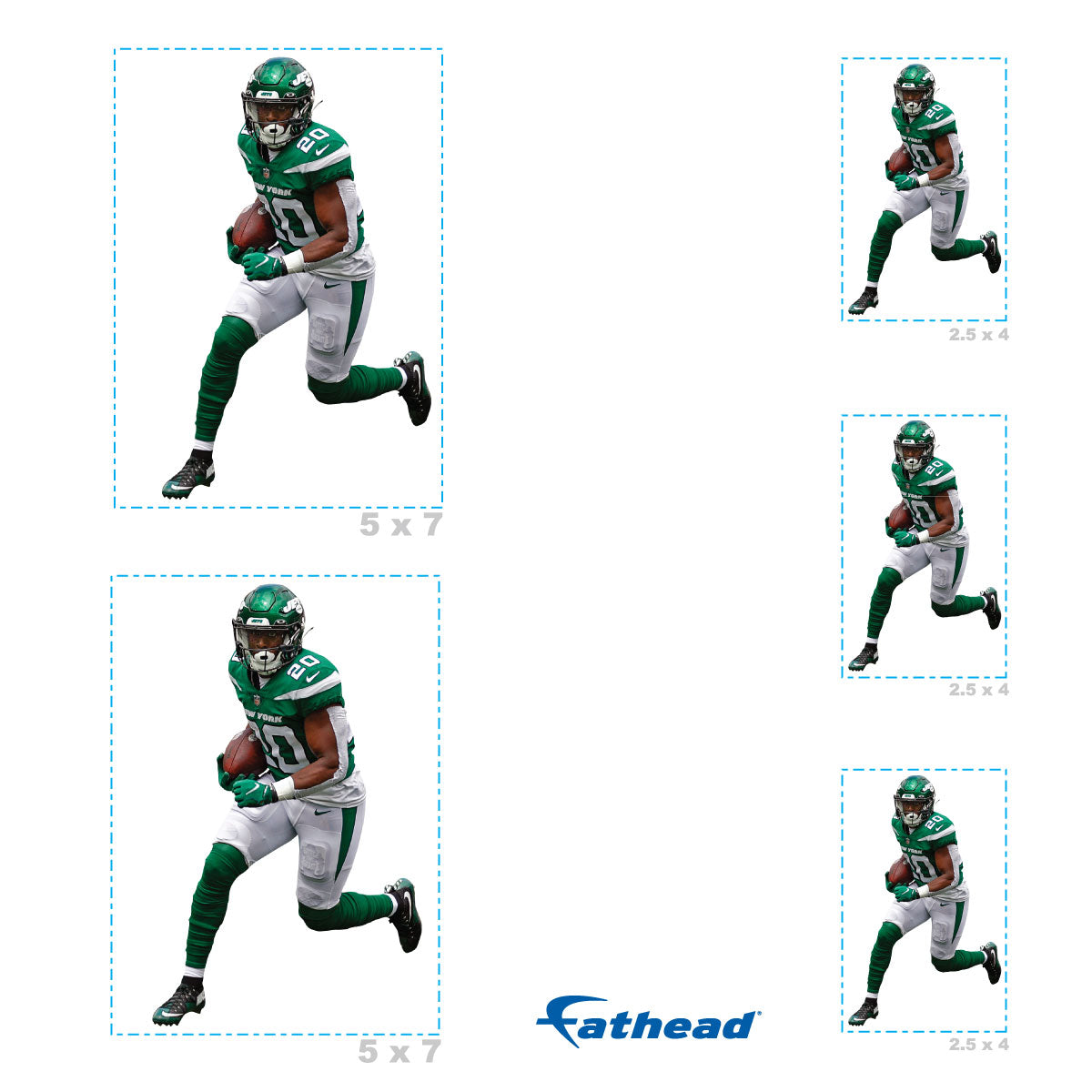 Breece Hall - 5 Minis (Mixed Sizes) - Official NFL - New York Jets - Reusable Vinyl Decals