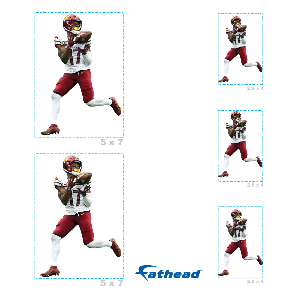 Terry McLaurin - 5 Minis (Mixed Sizes) - Official NFL - Washington Commanders - Reusable Vinyl Decals