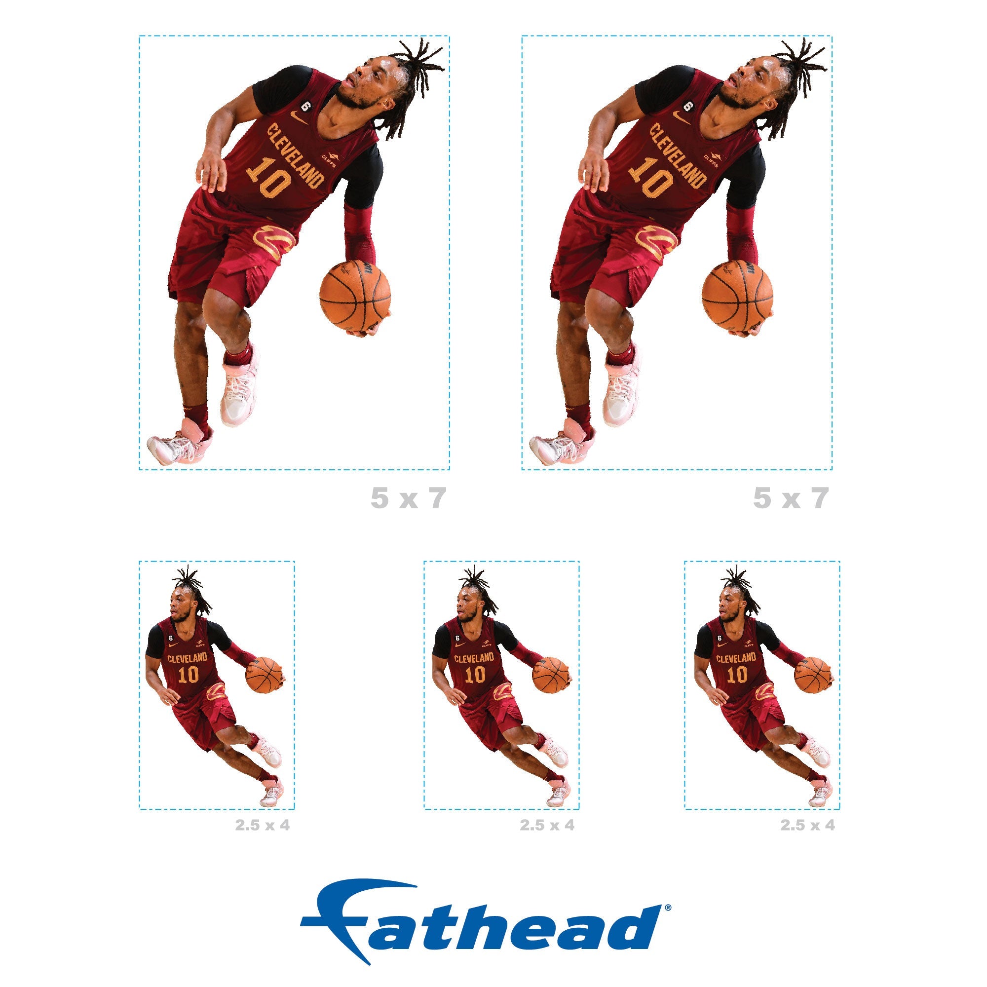 Darius Garland - 5 Minis (Mixed Sizes) - Official NBA - Cleveland Cavaliers - Reusable Vinyl Decals