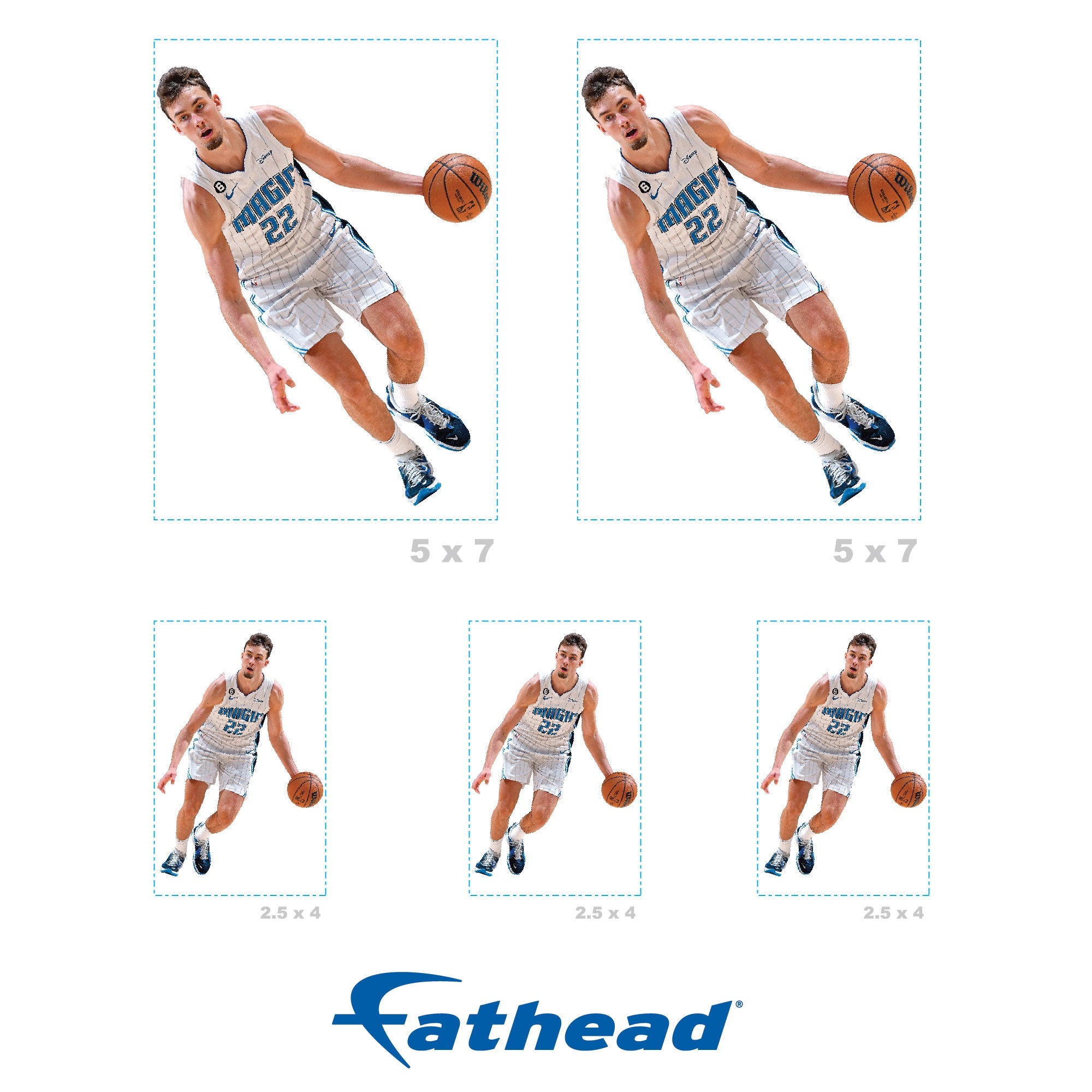 Franz Wagner - 5 Minis (Mixed Sizes) - Official NBA - Orlando Magic - Reusable Vinyl Decals