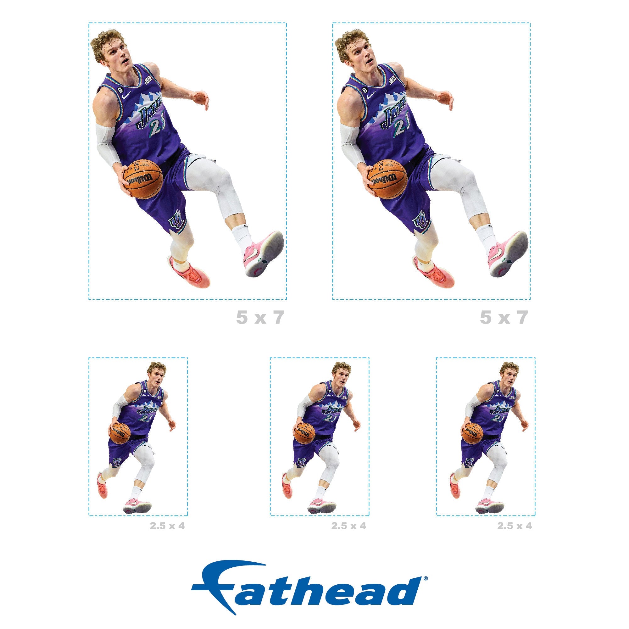 Lauri Markkanen - 5 Minis (Mixed Sizes) - Official NBA - Utah Jazz - Reusable Vinyl Decals