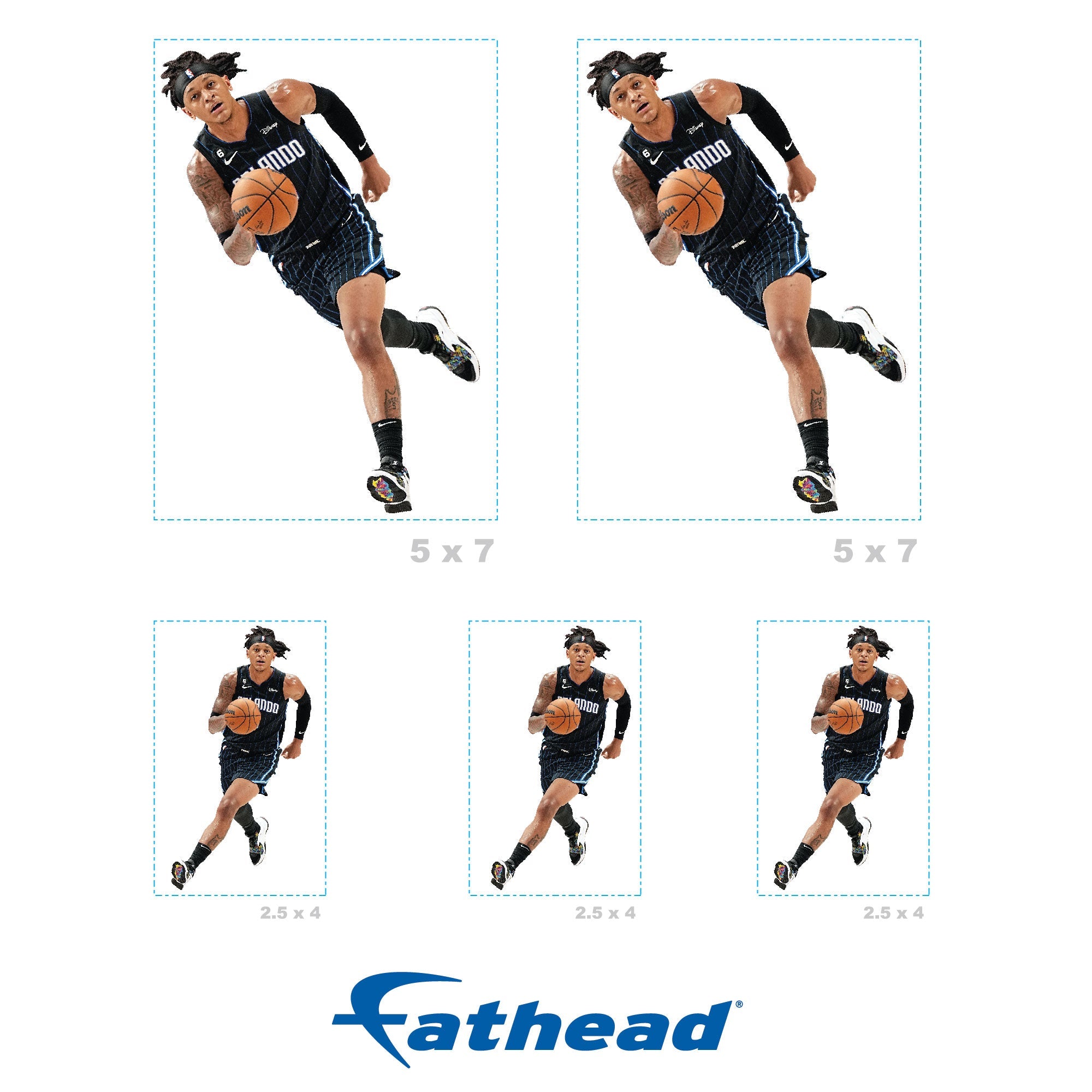 Paolo Banchero - 5 Minis (Mixed Sizes) - Official NBA - Orlando Magic - Reusable Vinyl Decals