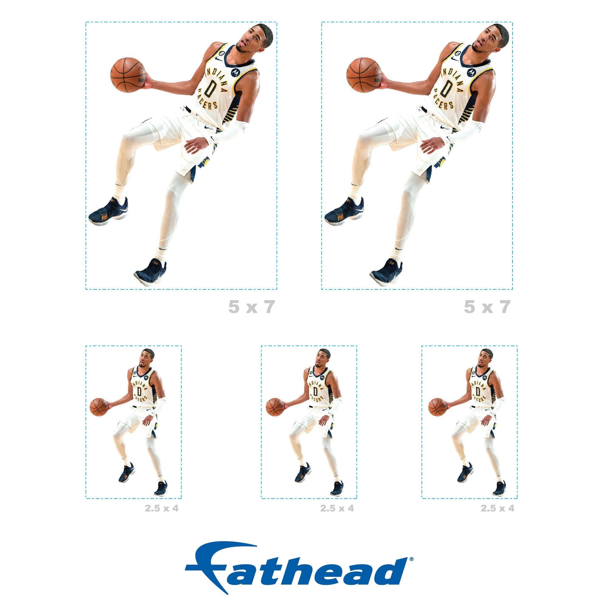 Tyrese Haliburton - 5 Minis (Mixed Sizes) - Official NBA - Indiana Pacers - Reusable Vinyl Decals