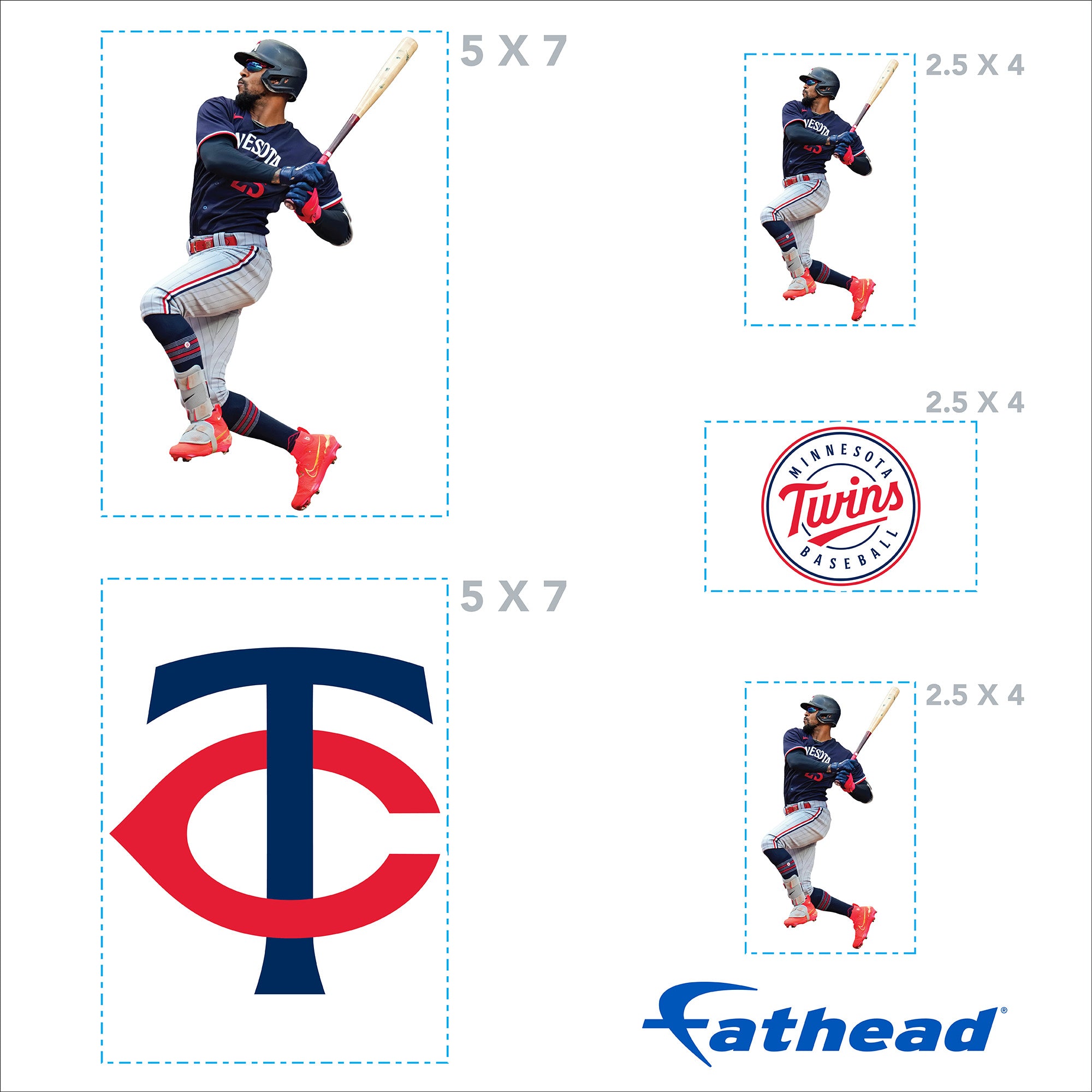 Byron Buxton - 5 Minis (Mixed Sizes) - Official MLB - Minnesota Twins - Reusable Vinyl Decals