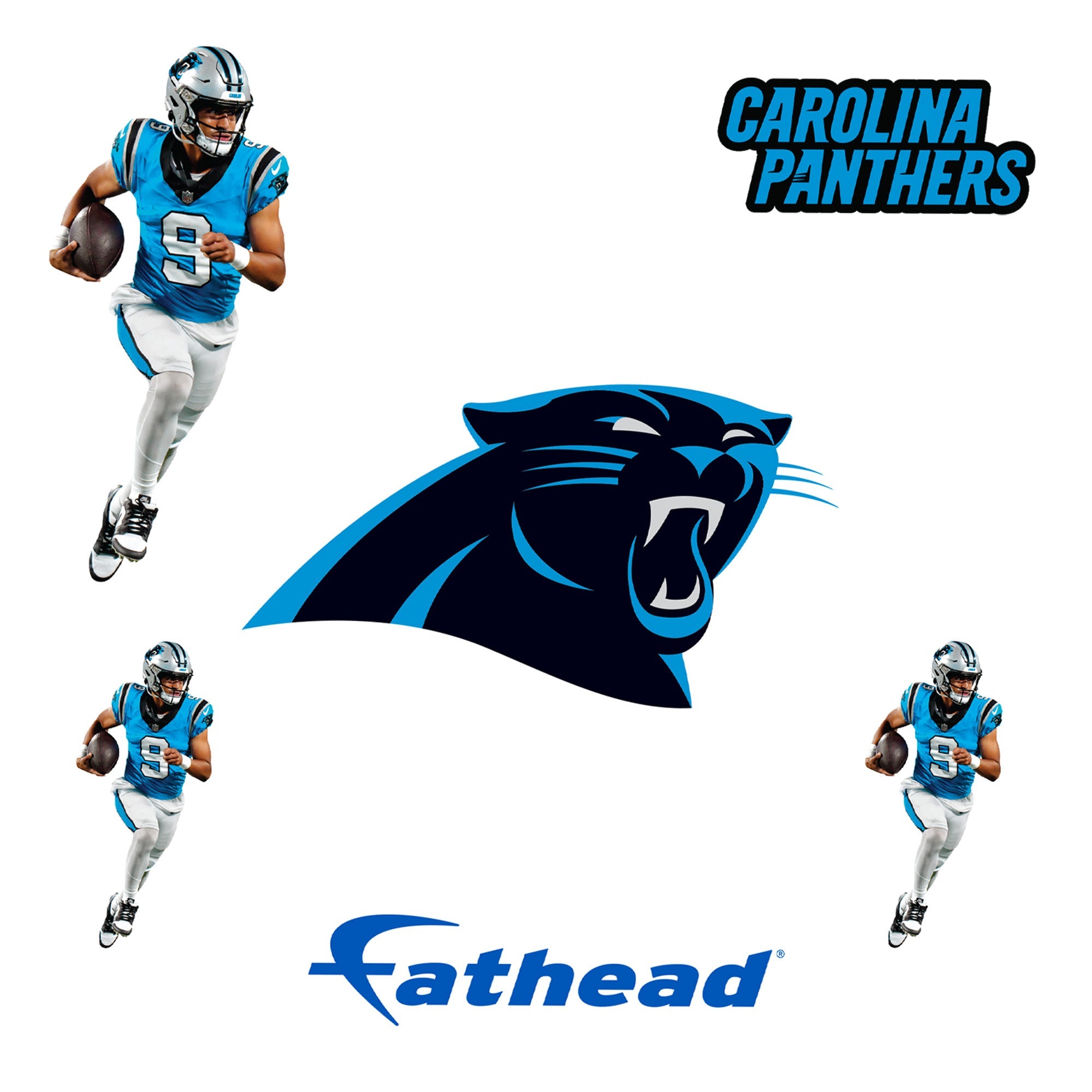 Bryce Young - 5 Minis (Mixed Sizes) - Official NFL - Carolina Panthers - Reusable Vinyl Decals