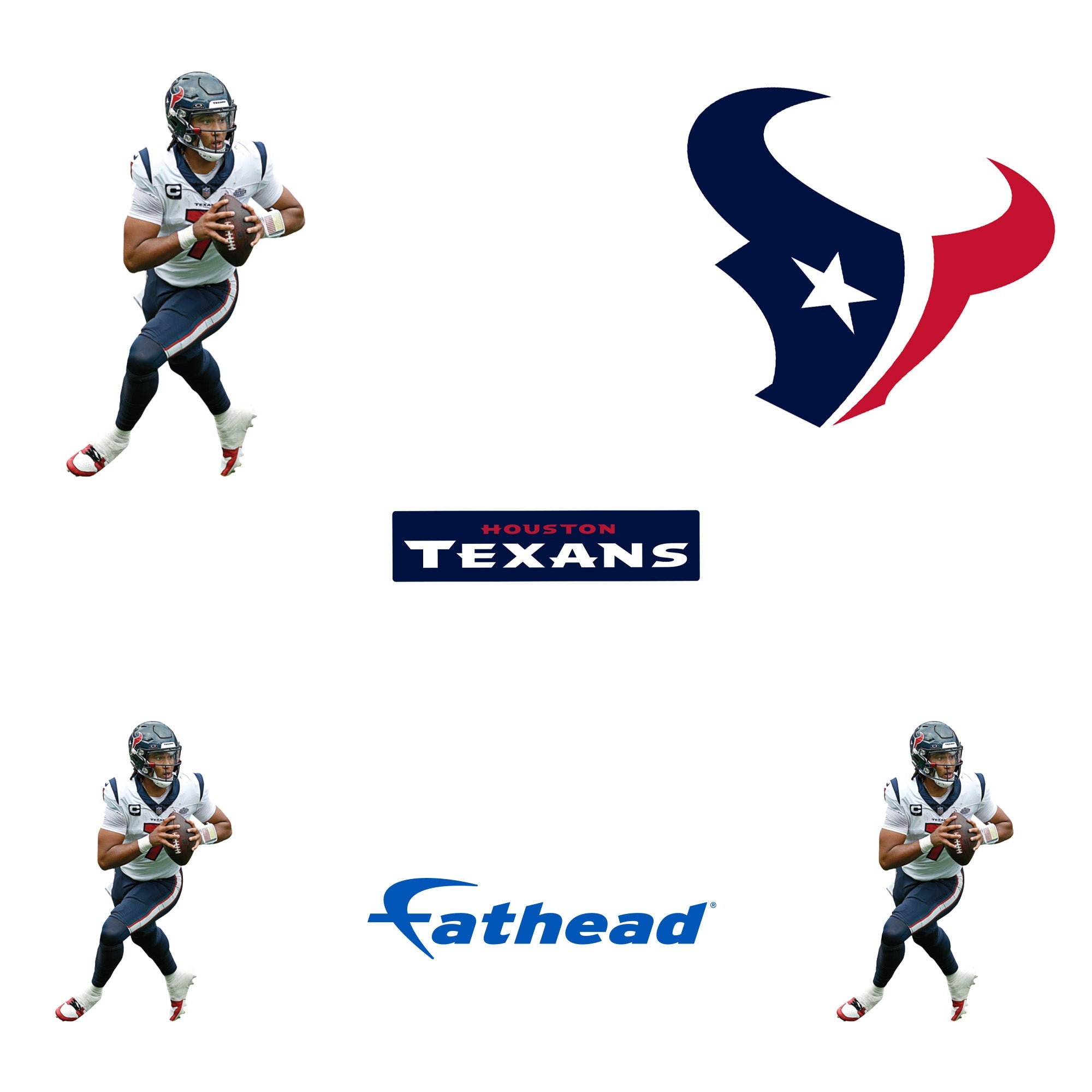 C.J. Stroud - 5 Minis (Mixed Sizes) - Official NFL - Houston Texans - Reusable Vinyl Decals