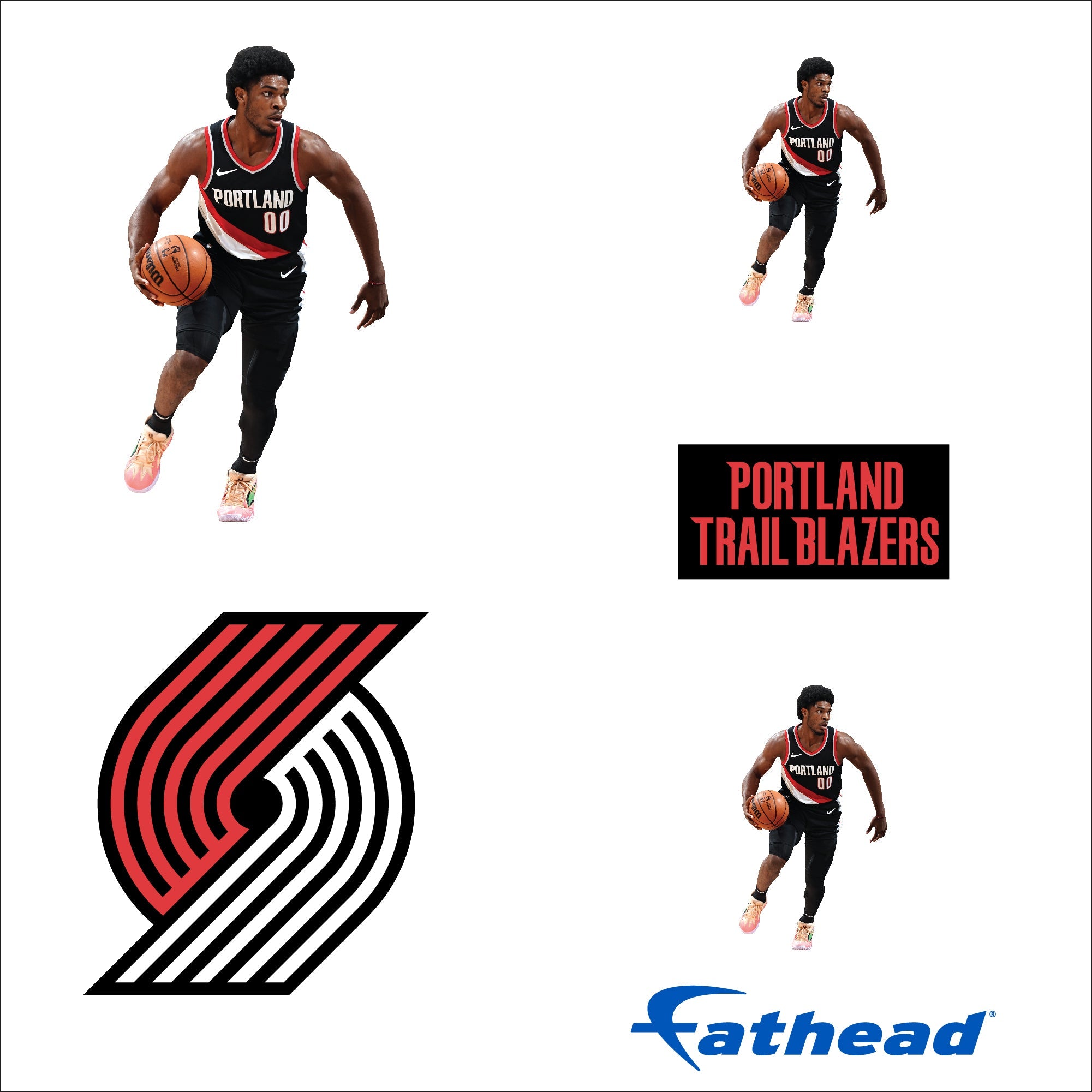 Scoot Henderson - 5 Minis (Mixed Sizes) - Official NBA - Portland Trail Blazers - Reusable Vinyl Decals