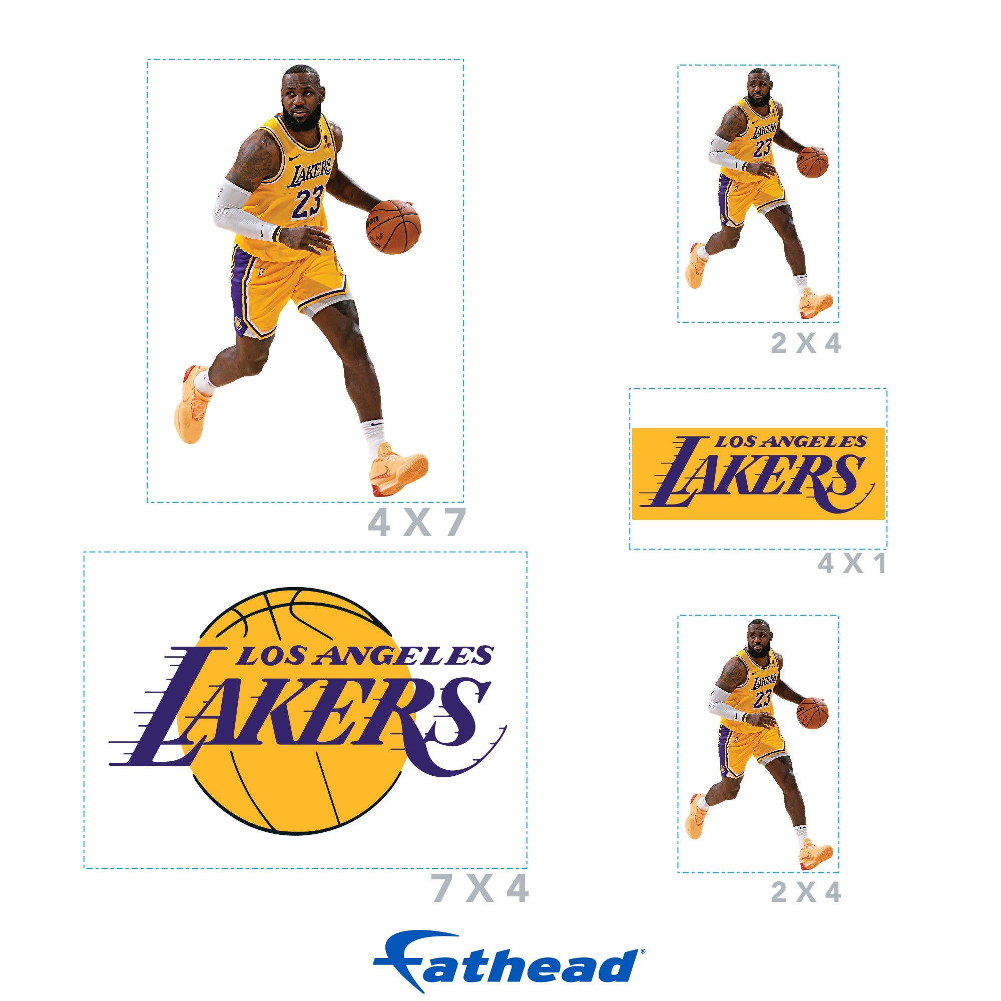 LeBron James - 5 Minis (Mixed Sizes) - Official NBA - Los Angeles Lakers - Reusable Vinyl Decals