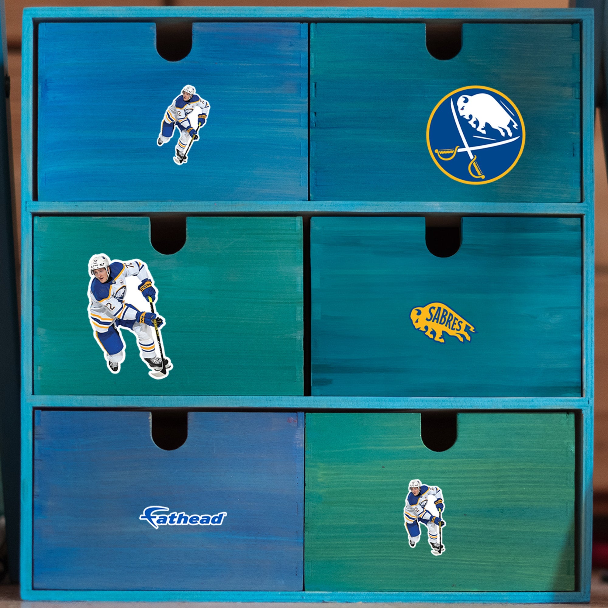 Tage Thompson - 5 Logo Minis (Mixed Sizes) - Official NHL - Buffalo Sabres - Reusable Vinyl Decals