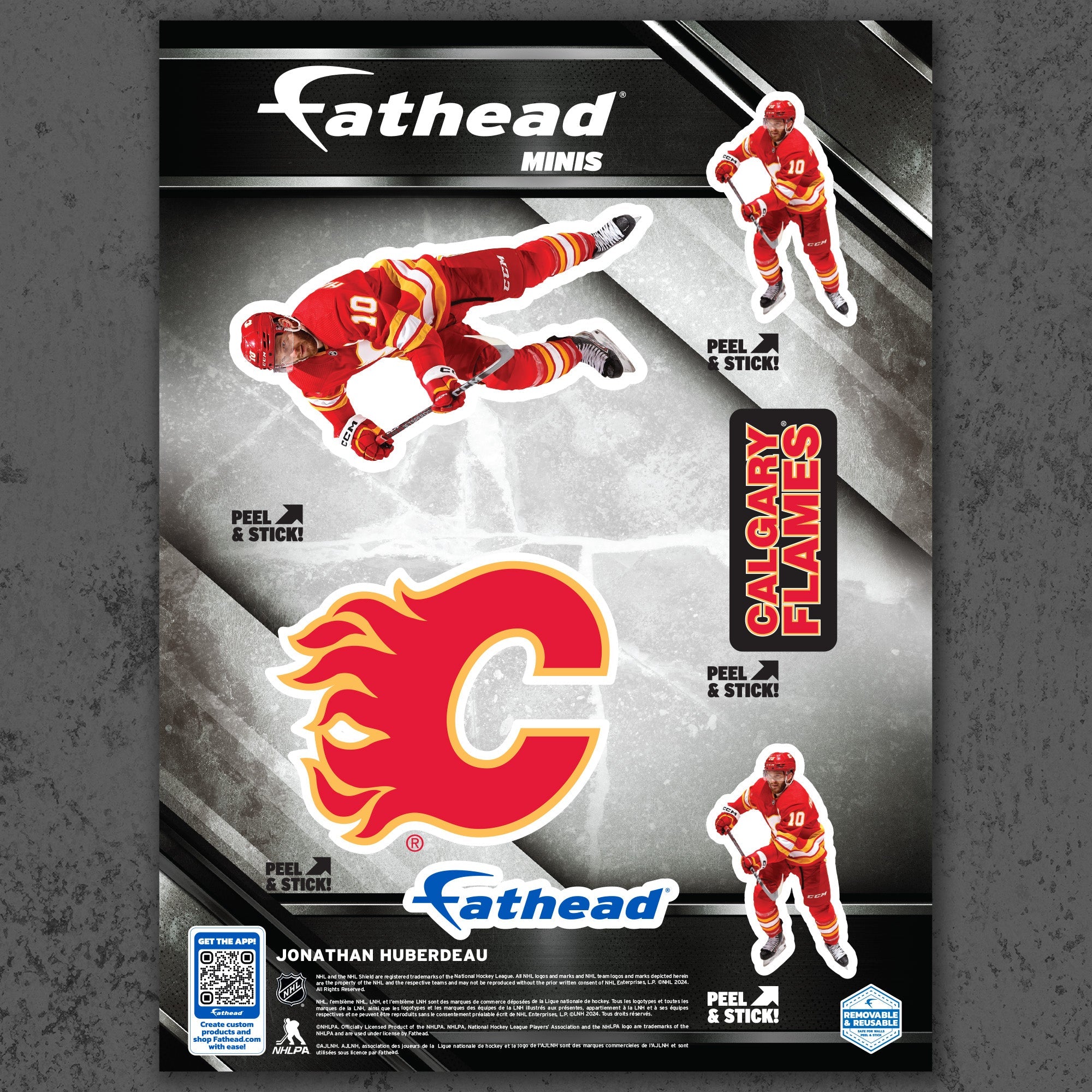 Jonathan Huberdeau - 5 Minis (Mixed Sizes) - Official NHL - Calgary Flames - Reusable Vinyl Decals