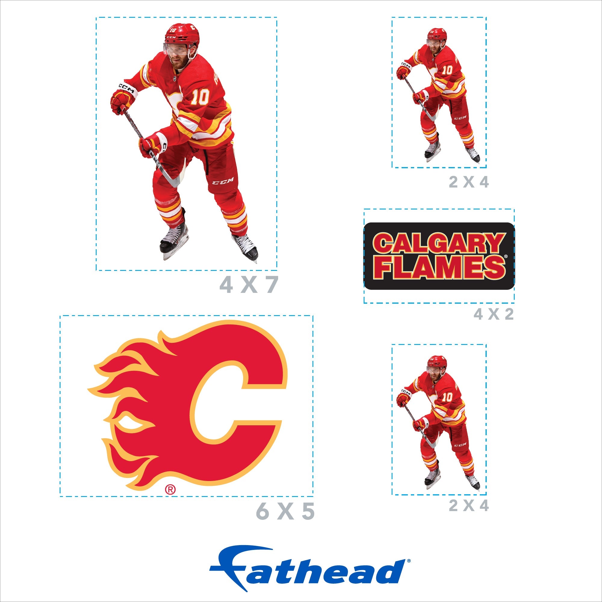 Jonathan Huberdeau - 5 Minis (Mixed Sizes) - Official NHL - Calgary Flames - Reusable Vinyl Decals