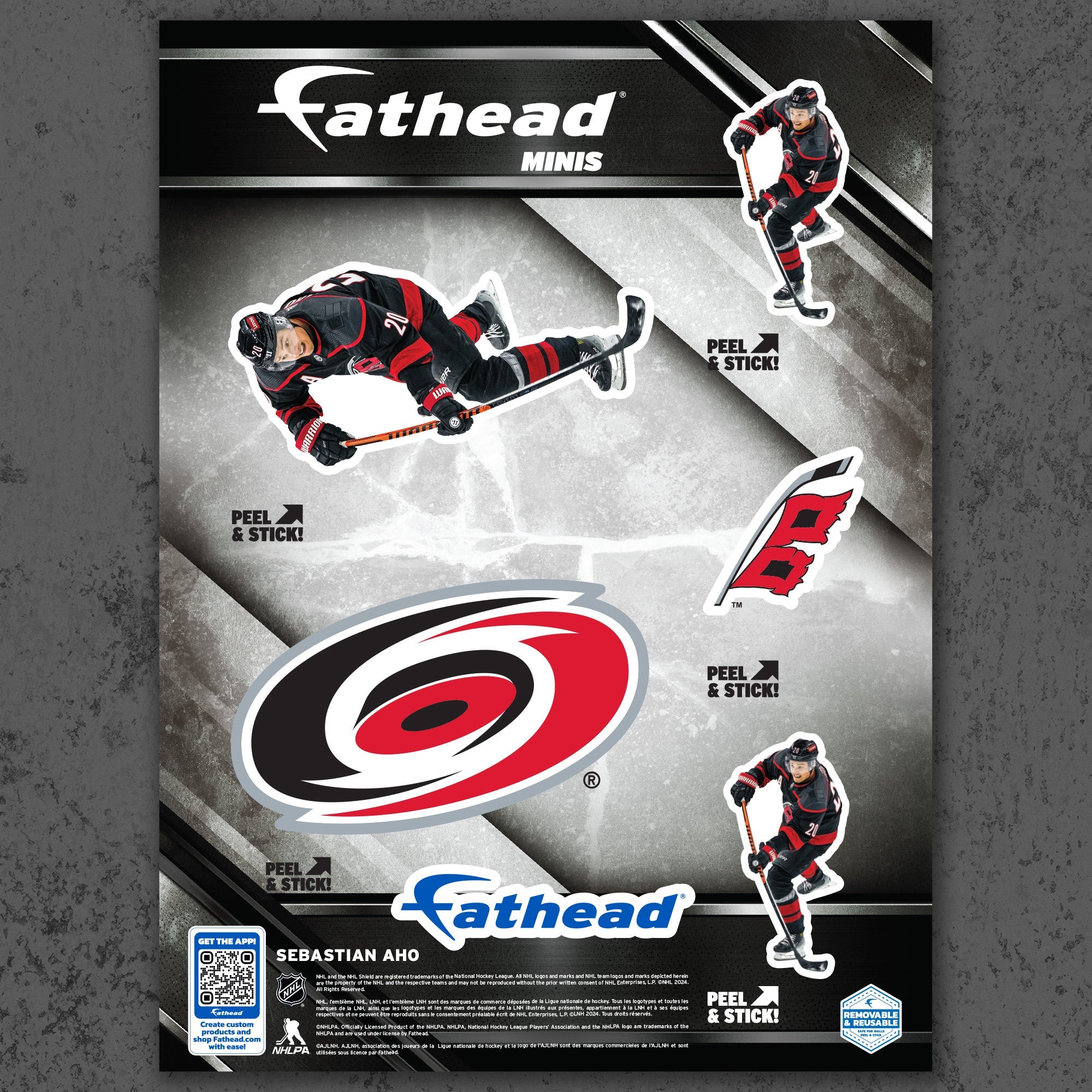 Sebastian Aho - 5 Minis (Mixed Sizes) - Official NHL - Carolina Hurricanes - Reusable Vinyl Decals