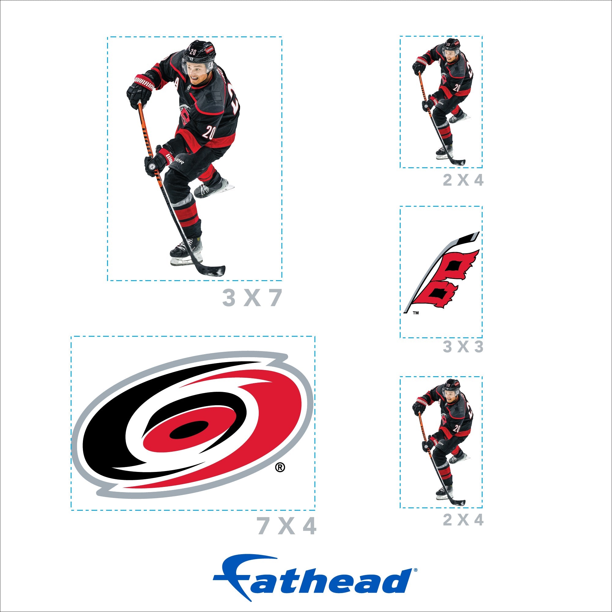 Sebastian Aho - 5 Minis (Mixed Sizes) - Official NHL - Carolina Hurricanes - Reusable Vinyl Decals