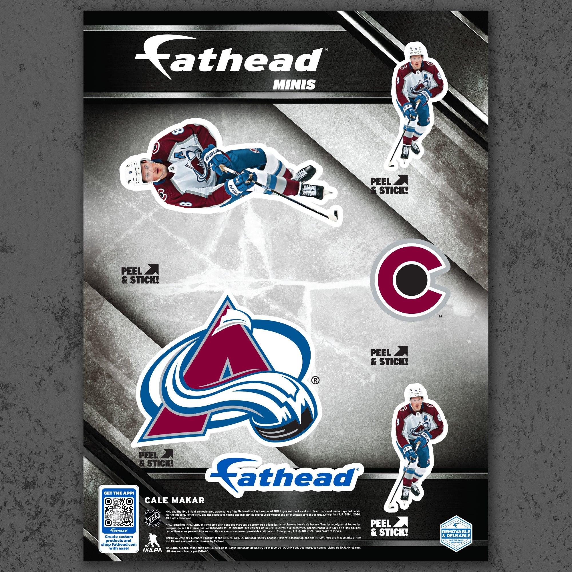 Cale Makar - 5 Minis (Mixed Sizes) - Official NHL - Colorado Avalanche - Reusable Vinyl Decals