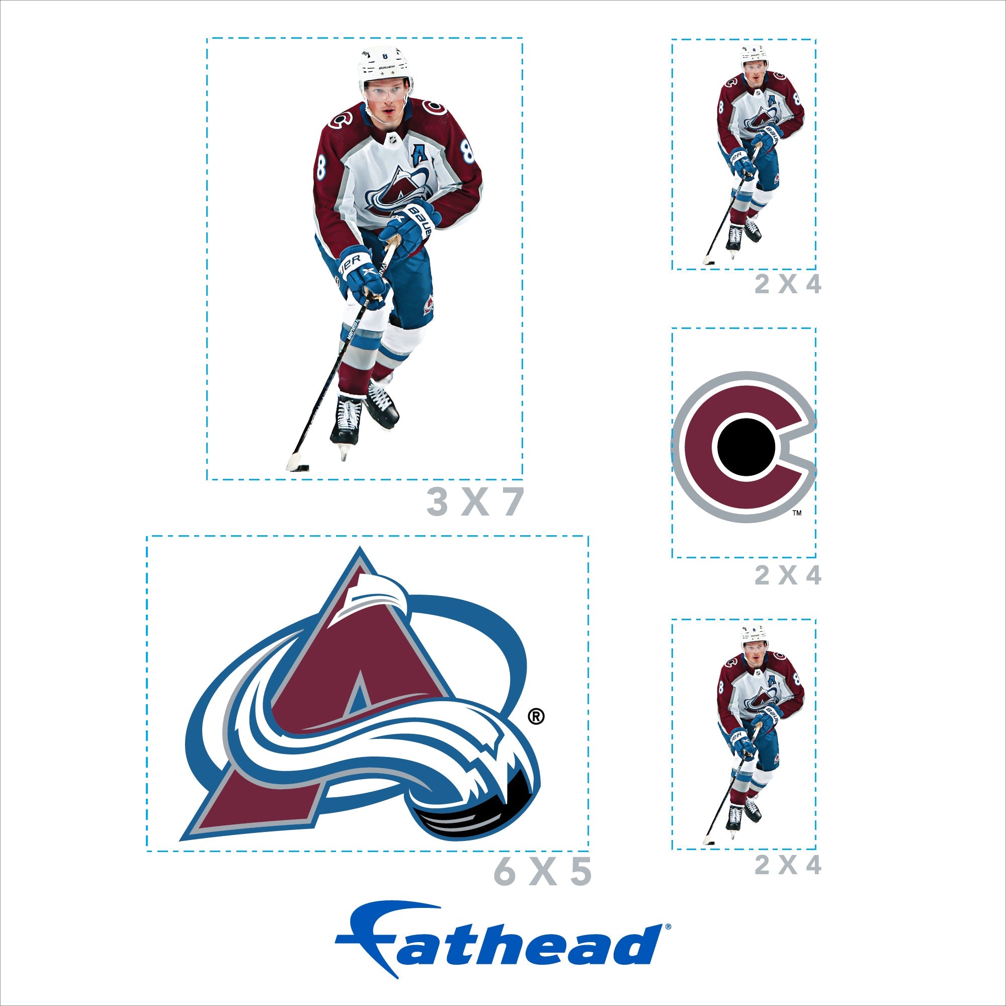 Cale Makar - 5 Minis (Mixed Sizes) - Official NHL - Colorado Avalanche - Reusable Vinyl Decals