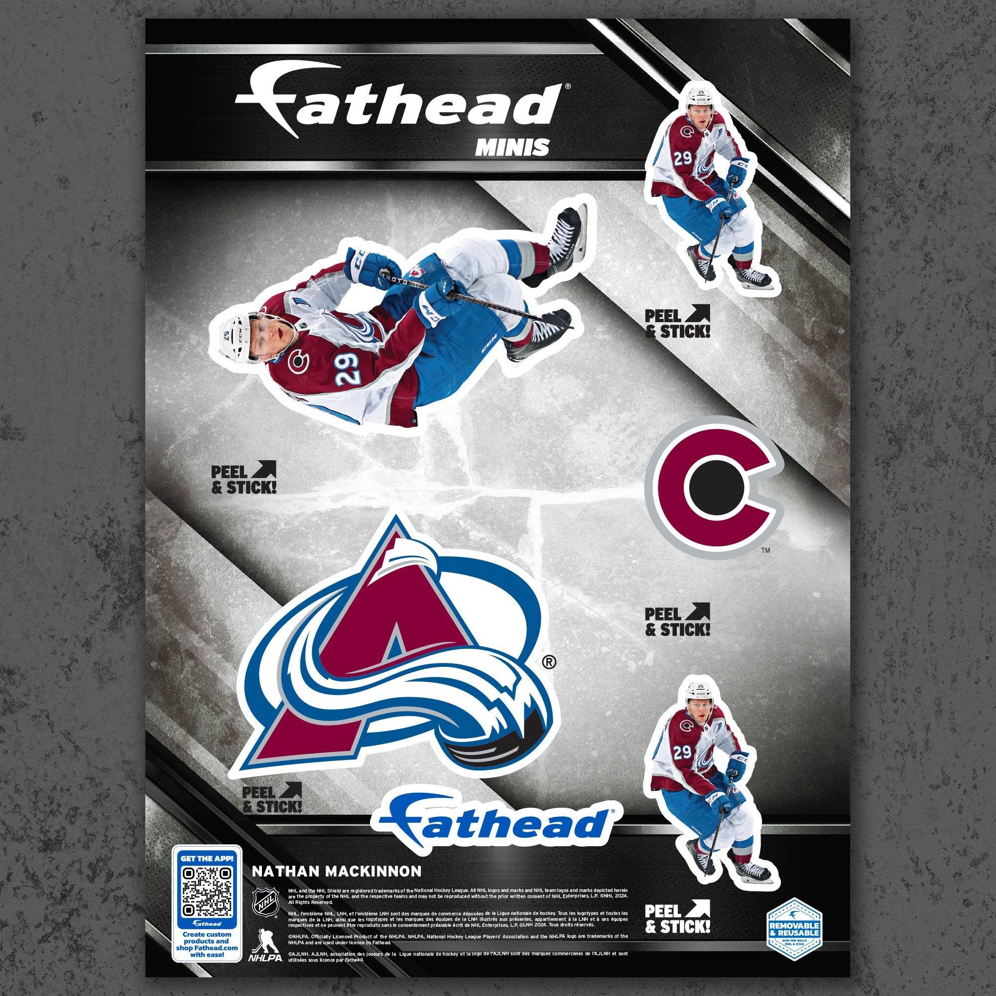 Nathan MacKinnon - 5 Minis (Mixed Sizes) - Official NHL - Colorado Avalanche - Reusable Vinyl Decals