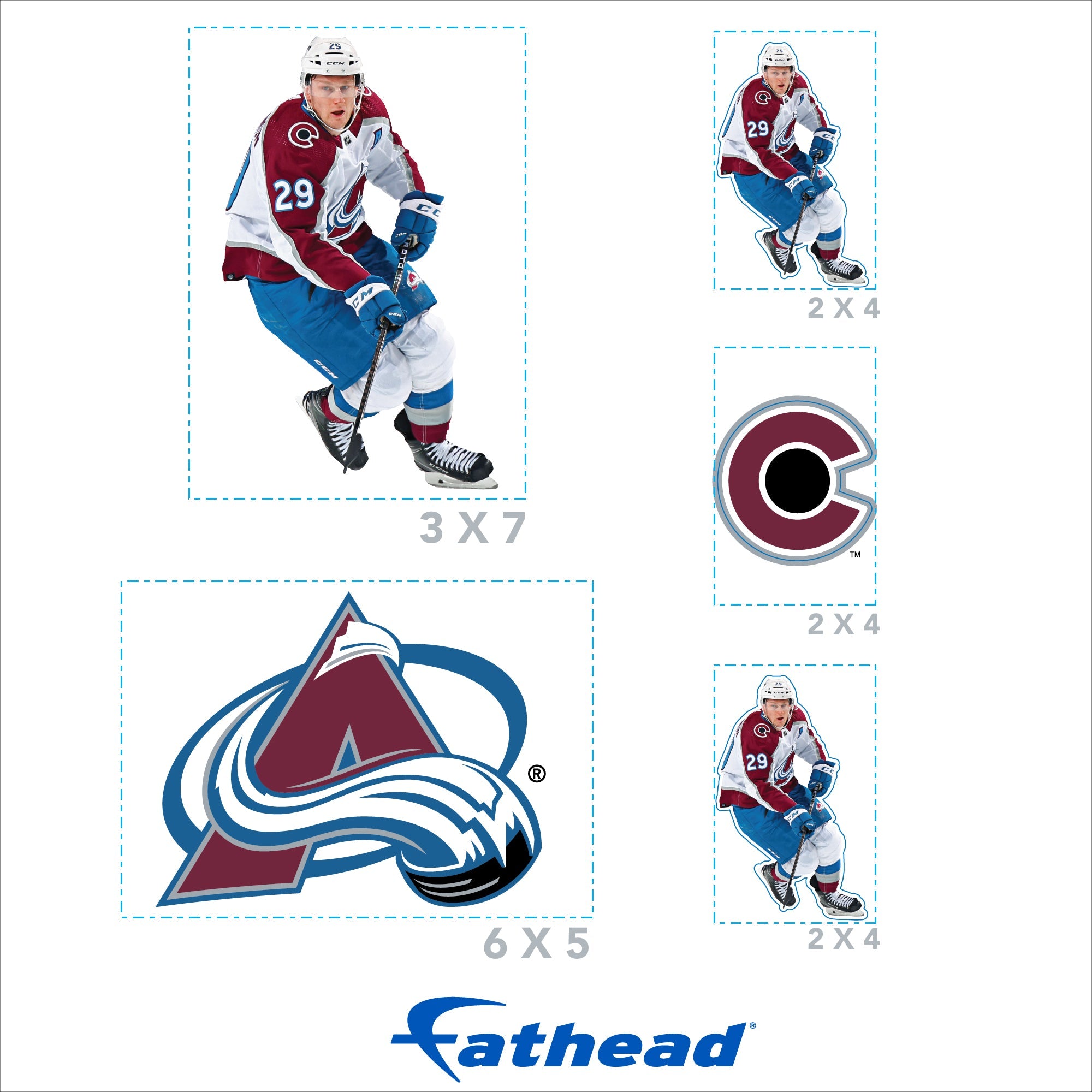 Nathan MacKinnon - 5 Minis (Mixed Sizes) - Official NHL - Colorado Avalanche - Reusable Vinyl Decals