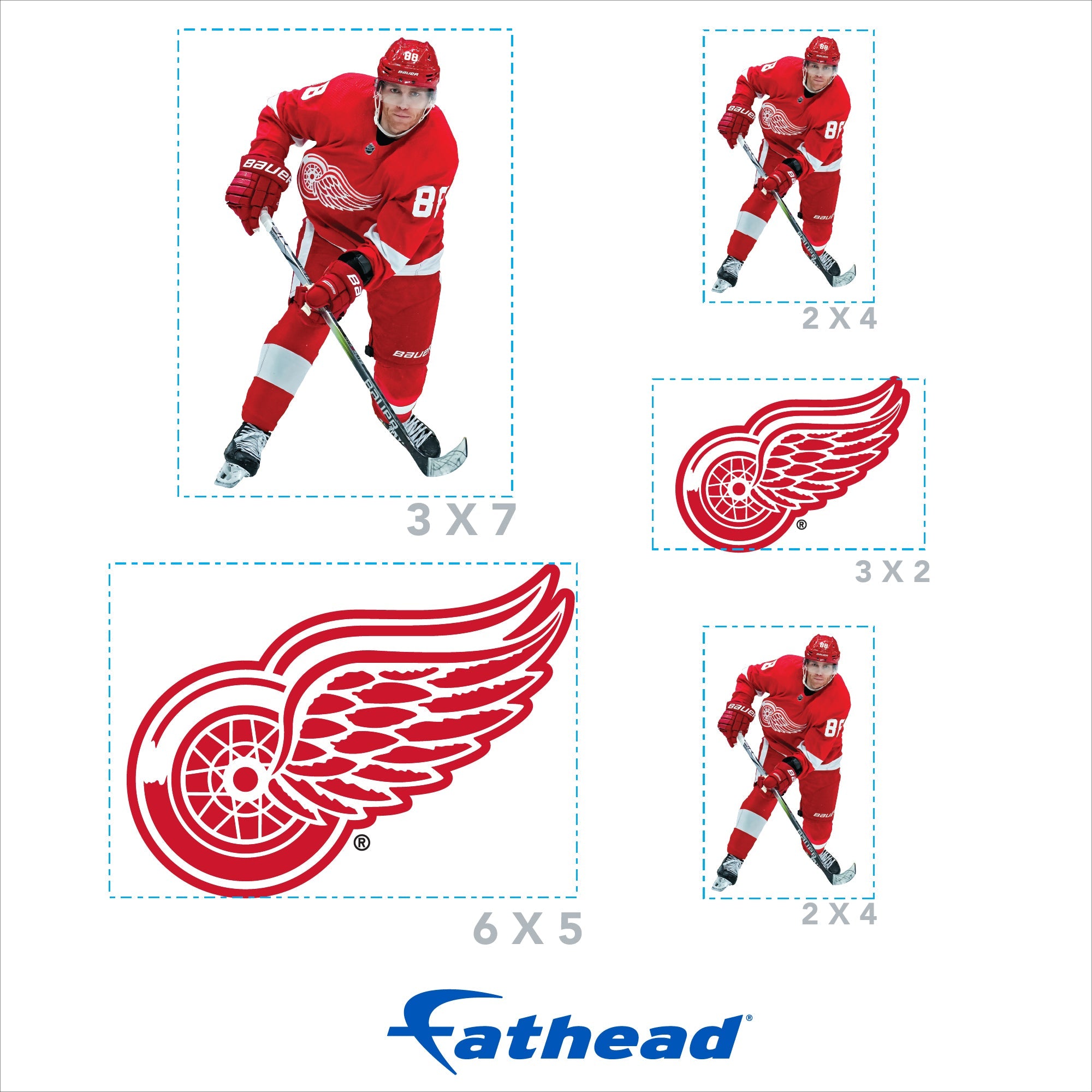 Patrick Kane - 5 Minis (Mixed Sizes) - Official NHL - Detroit Red Wings - Reusable Vinyl Decals