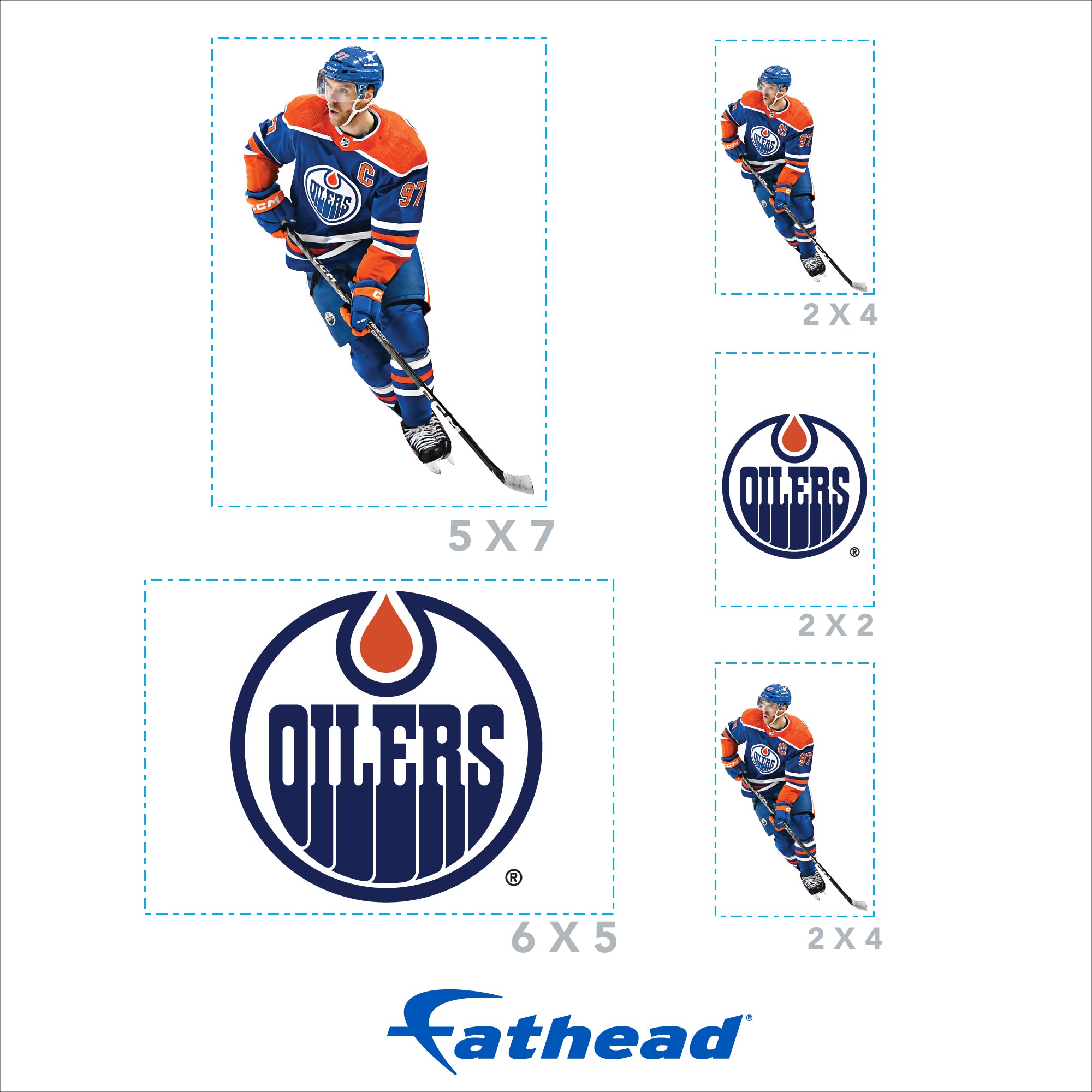 Connor McDavid - 5 Minis (Mixed Sizes) - Official NHL - Edmonton Oilers - Reusable Vinyl Decals