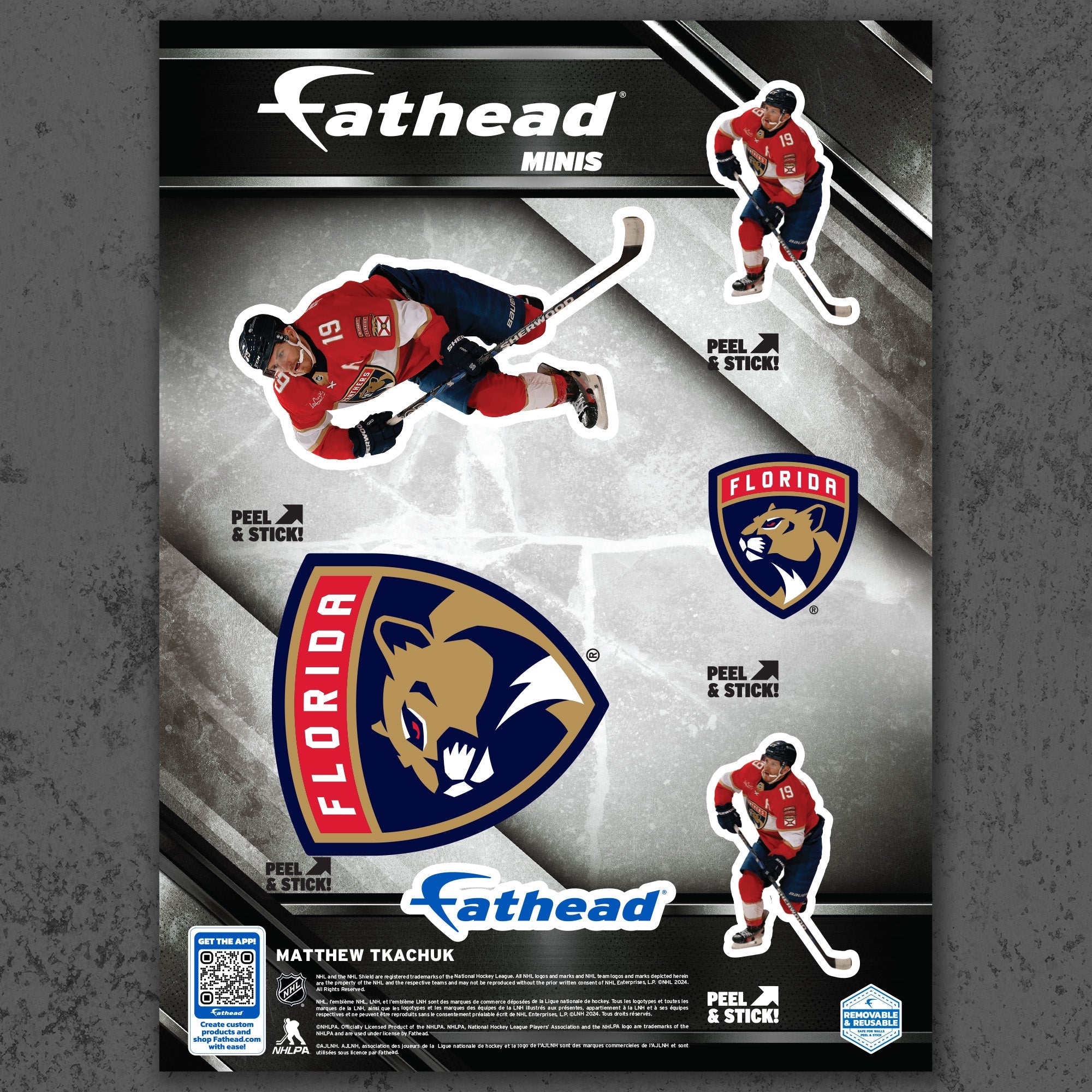 Matthew Tkachuk - 5 Minis (Mixed Sizes) - Official NHL - Florida Panthers - Reusable Vinyl Decals
