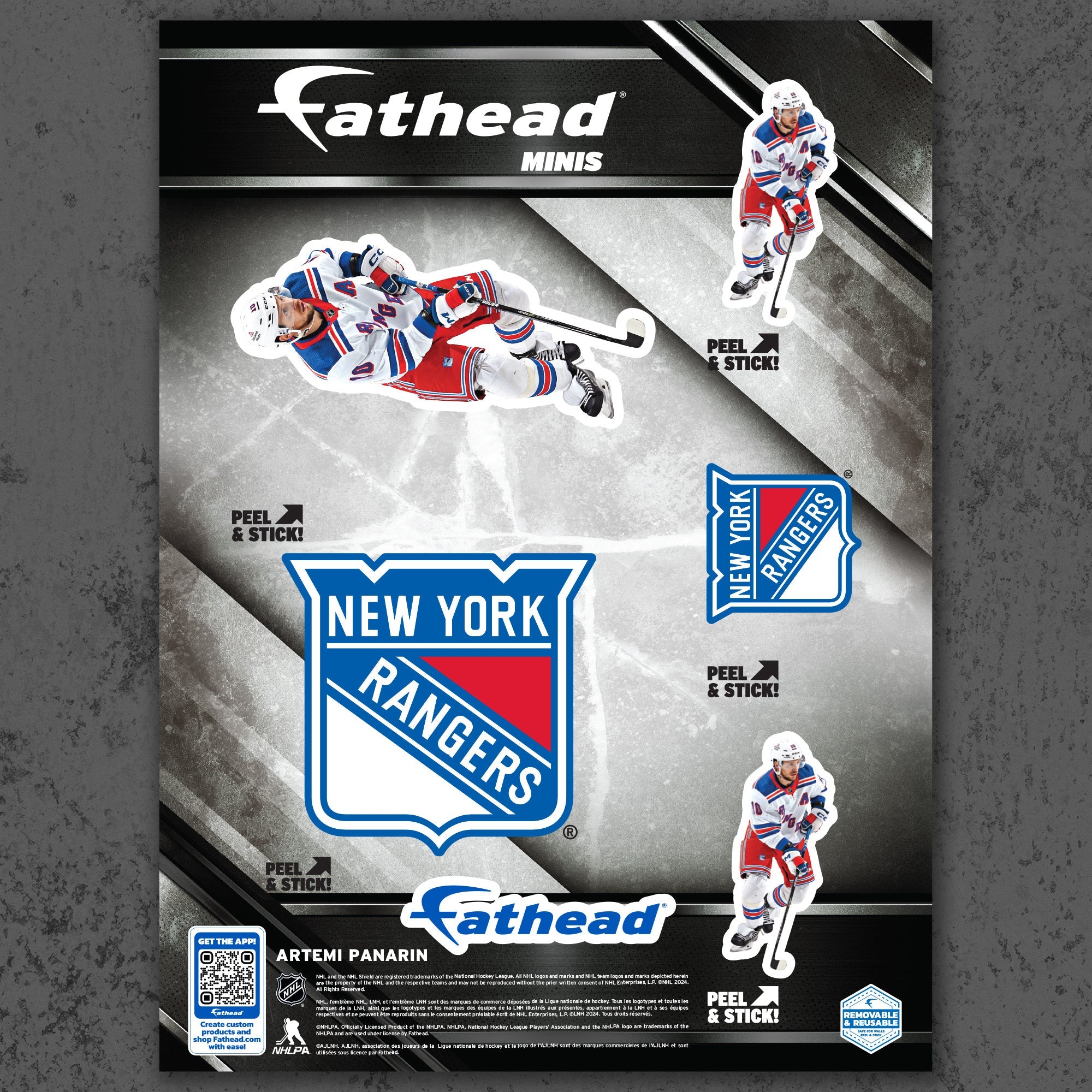 Artemi Panarin - 5 Minis (Mixed Sizes) - Official NHL - New York Rangers - Reusable Vinyl Decals