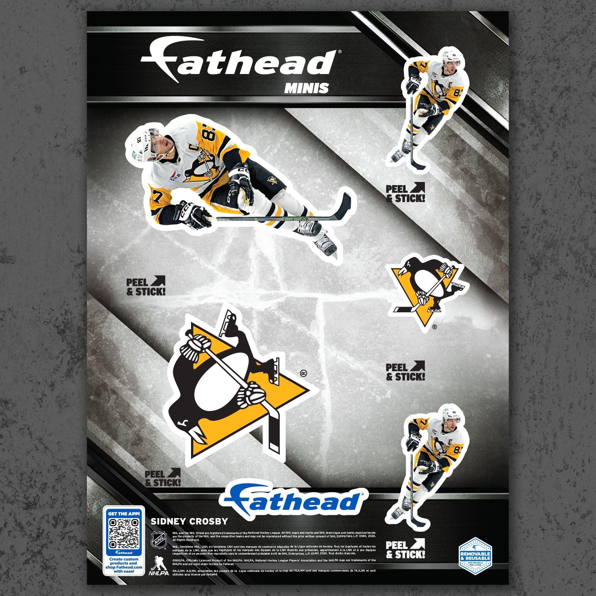 Sidney Crosby - 5 Minis (Mixed Sizes) - Official NHL - Pittsburgh Penguins - Reusable Vinyl Decals
