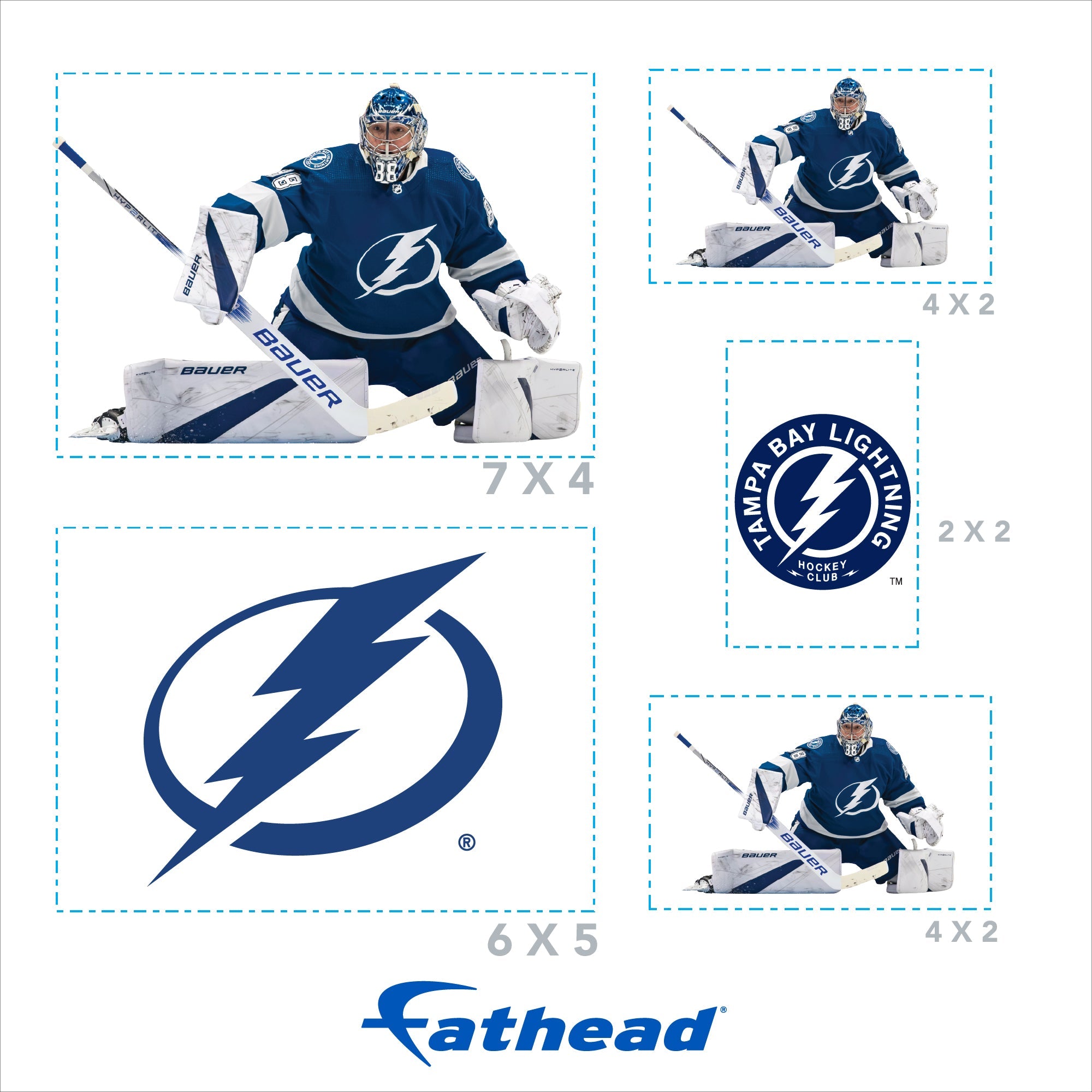 Andrei Vasilevskiy - 5 Minis (Mixed Sizes) - Official NHL - Tampa Bay Lightning - Reusable Vinyl Decals