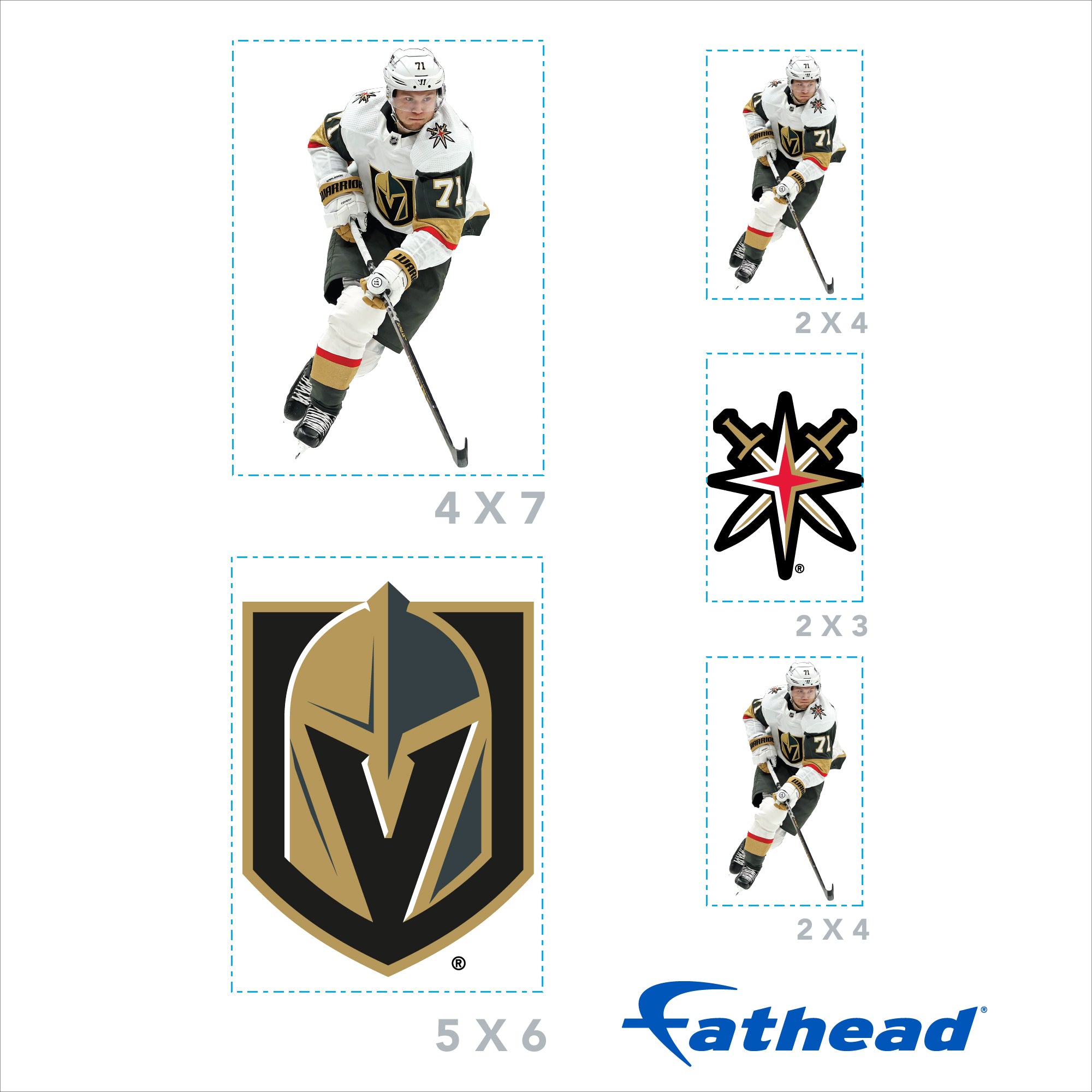 William Karlsson - 5 Minis (Mixed Sizes) - Official NHL - Vegas Golden Knights - Reusable Vinyl Decals